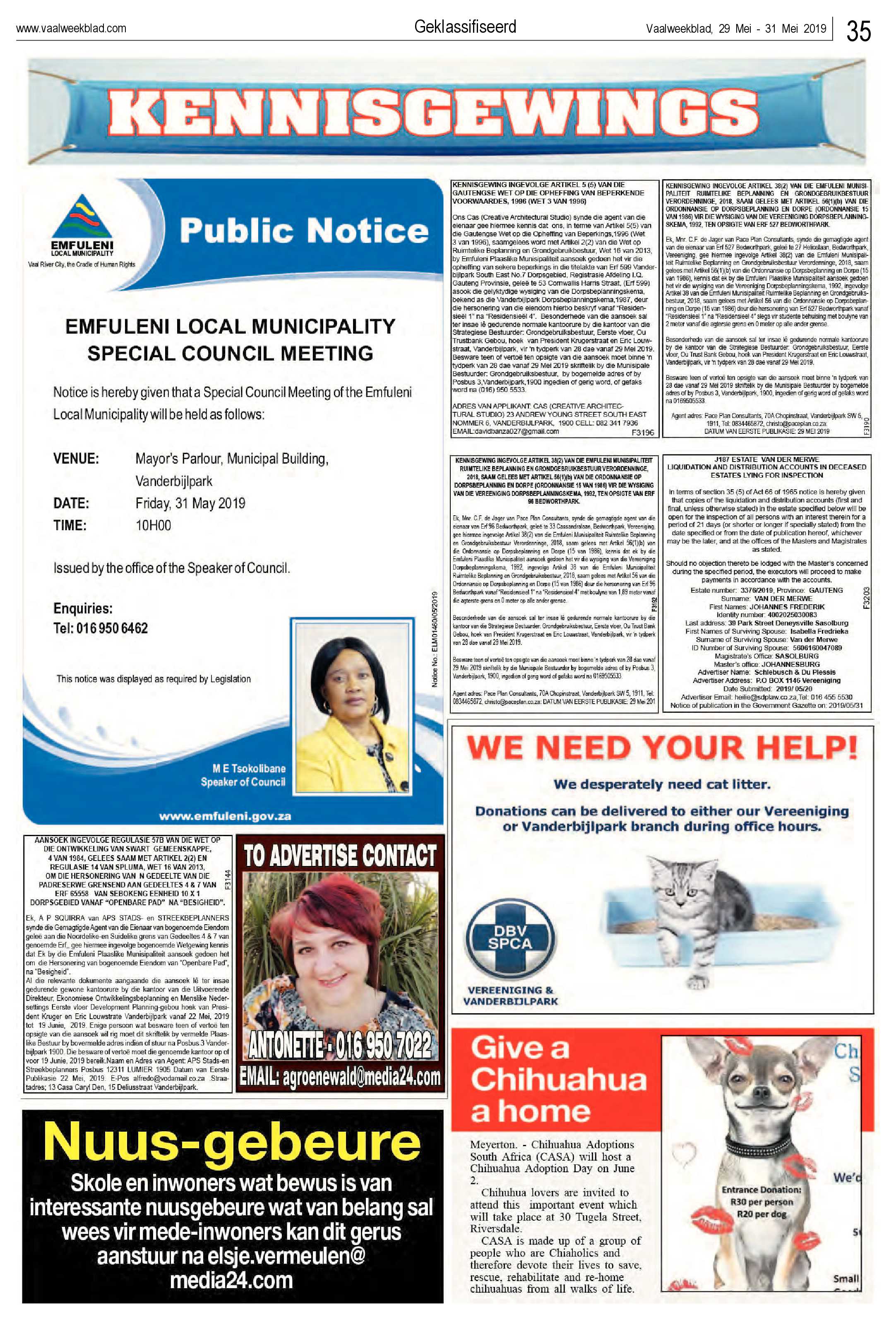 Vaalweekblad 29 – 31 Mei 2019 page 35