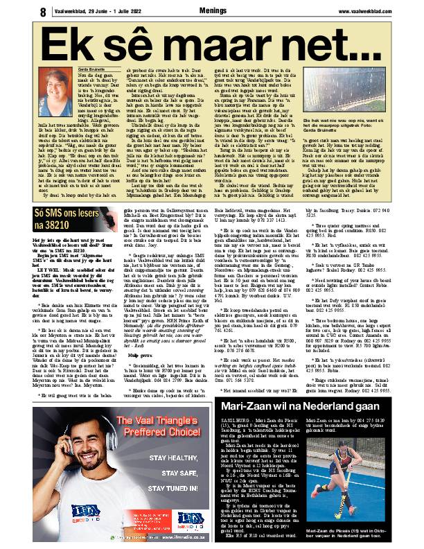 Vaalweekblad, 29 Junie – 1 Julie 2022 page 10