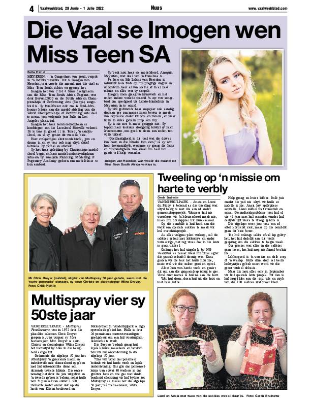 Vaalweekblad, 29 Junie – 1 Julie 2022 page 4