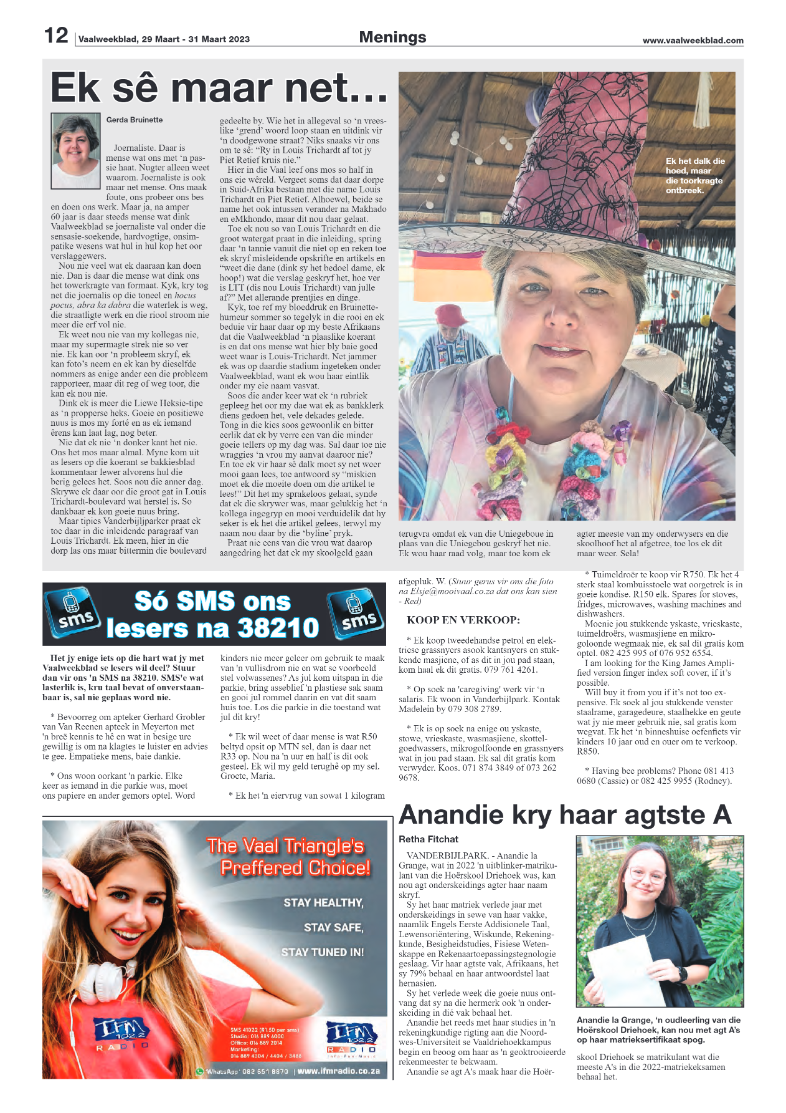 Vaalweekblad, 29 Maart – 31 Maart 2023 page 12