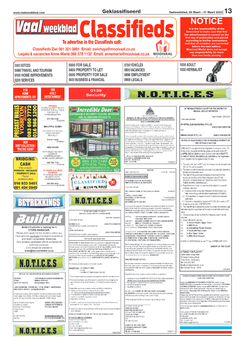 Vaalweekblad, 29 Maart – 31 Maart 2023 page 13