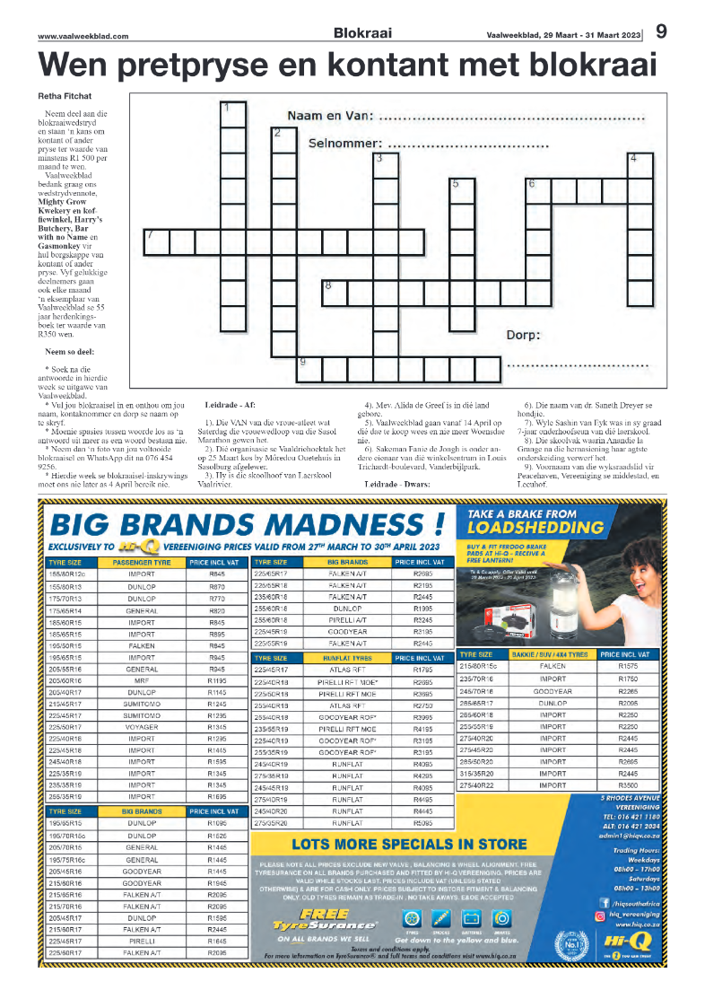 Vaalweekblad, 29 Maart – 31 Maart 2023 page 9