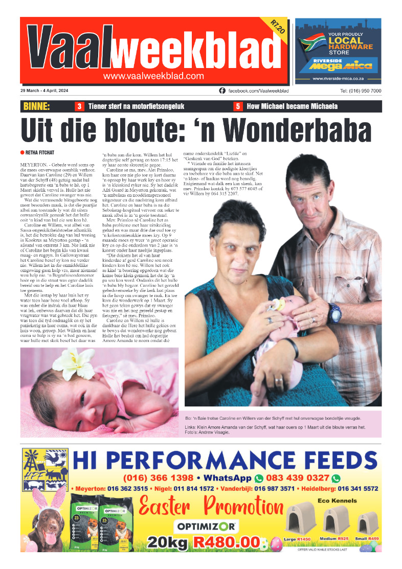 Vaalweekblad 29 March – 4 April, 2024 page 1