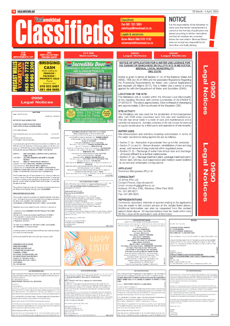 Vaalweekblad 29 March – 4 April, 2024 page 14