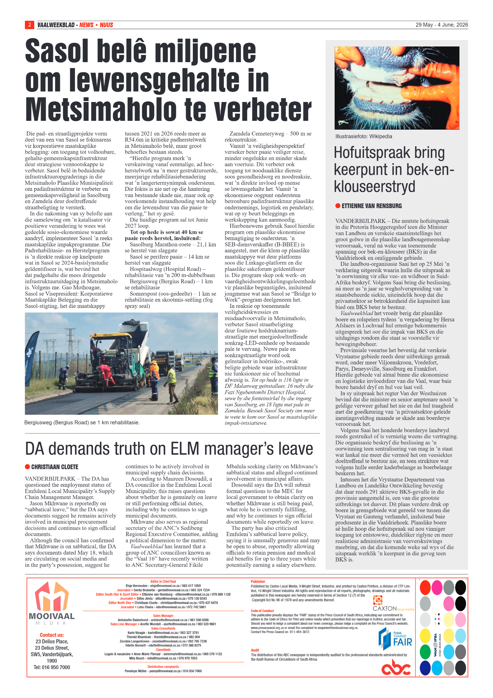 Vaalweekblad – 29 Mei 2026 page 2