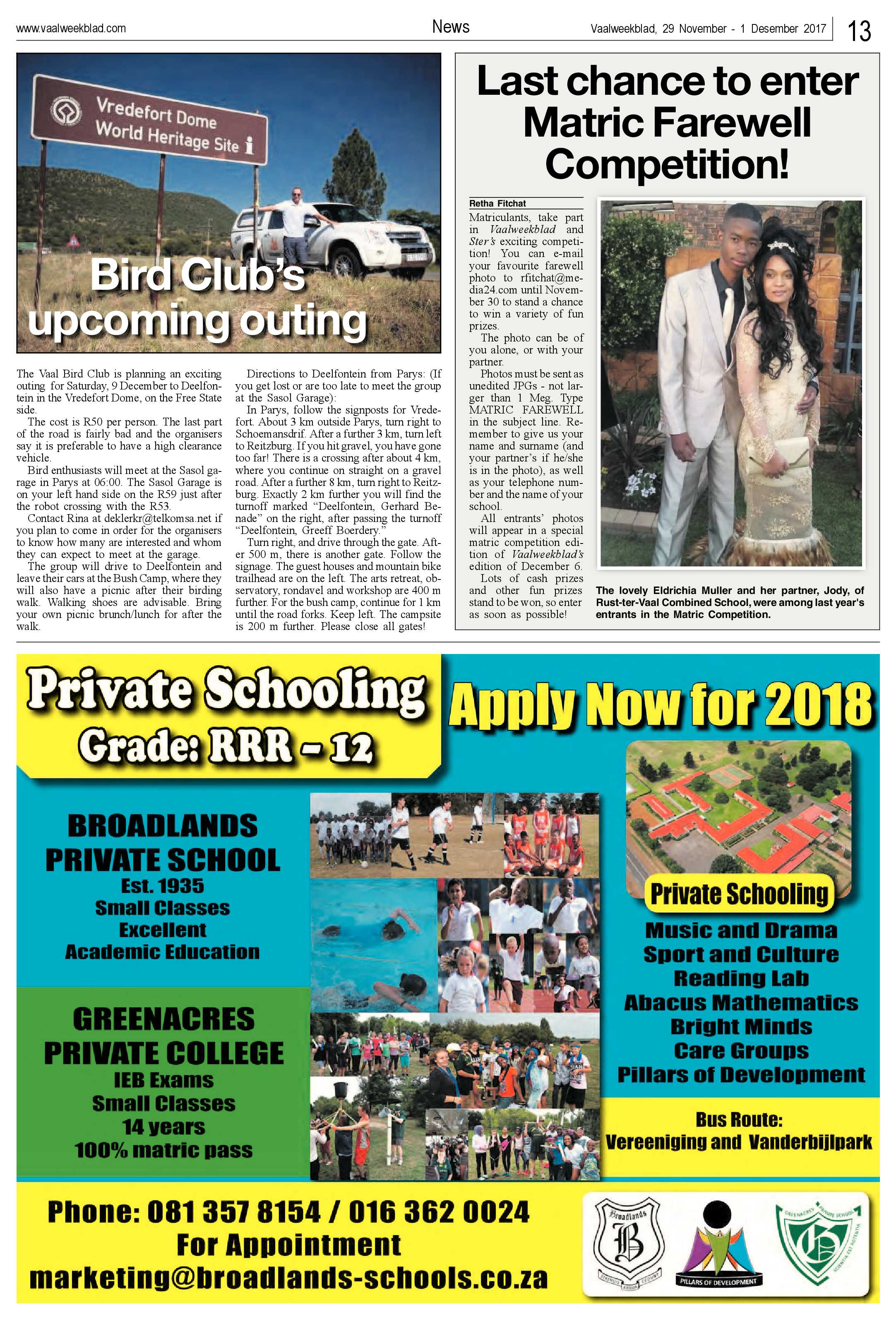 Vaalweekblad 29 November – 1 Desember 2017 page 13