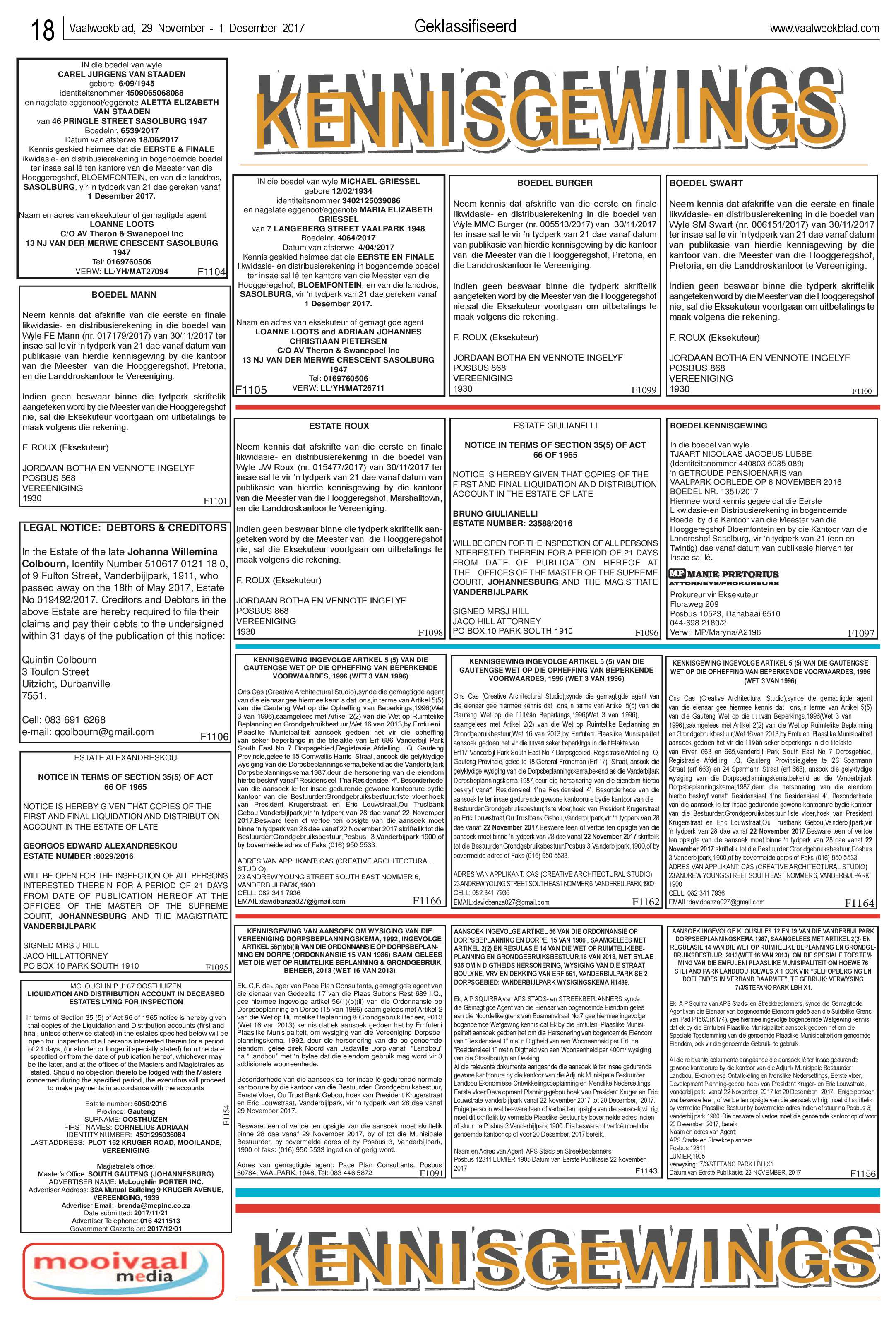 Vaalweekblad 29 November – 1 Desember 2017 page 18