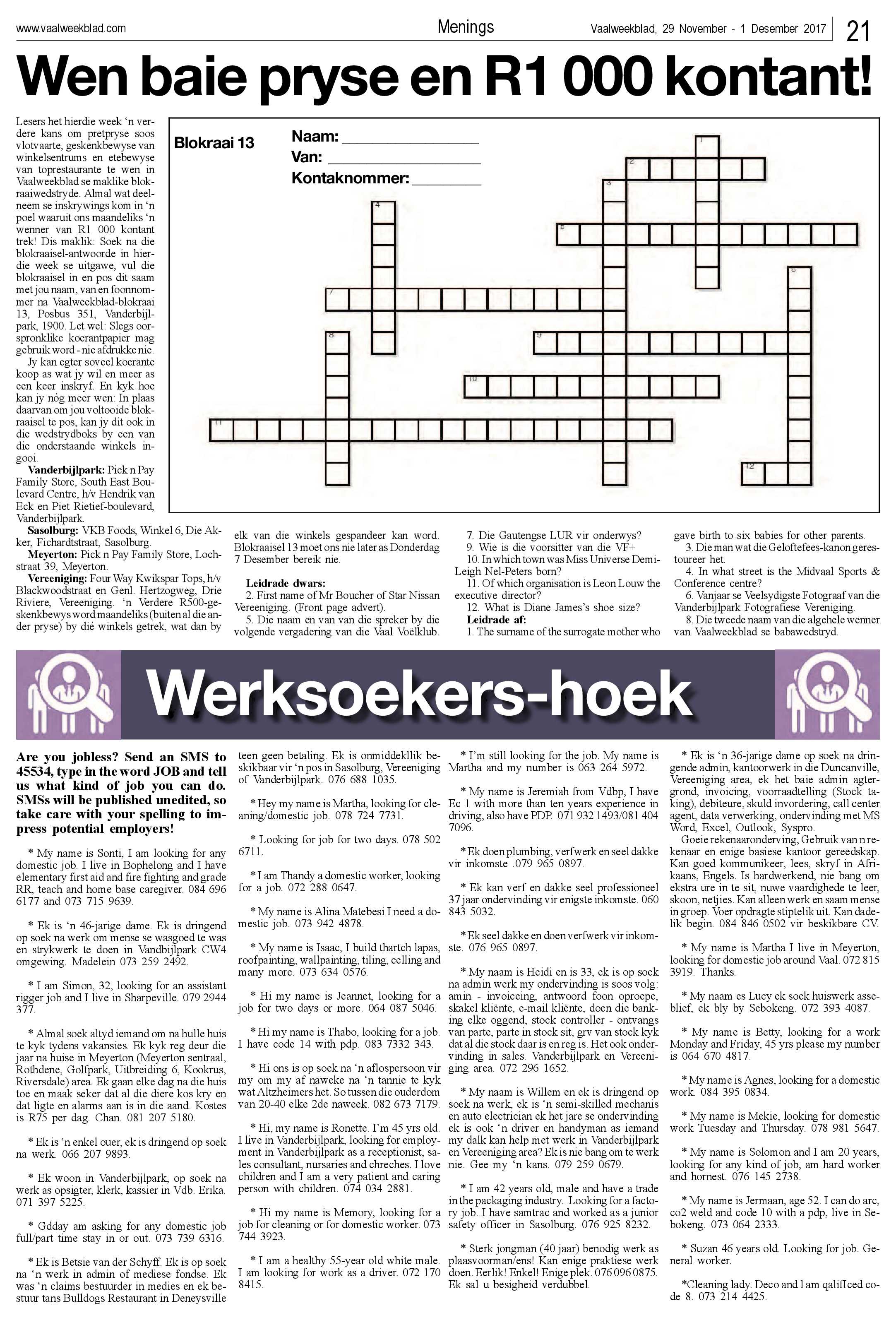 Vaalweekblad 29 November – 1 Desember 2017 page 21