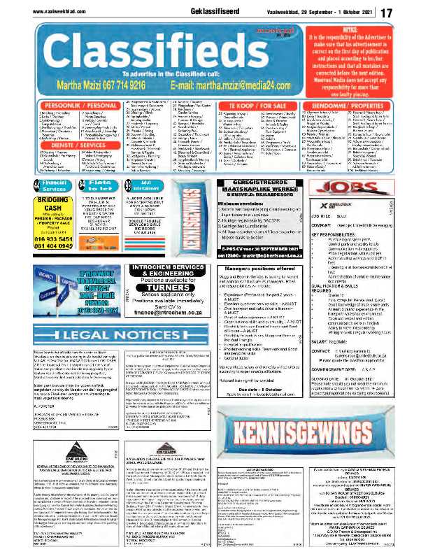 Vaalweekblad 29 September – 1 Oktober 2021 page 19