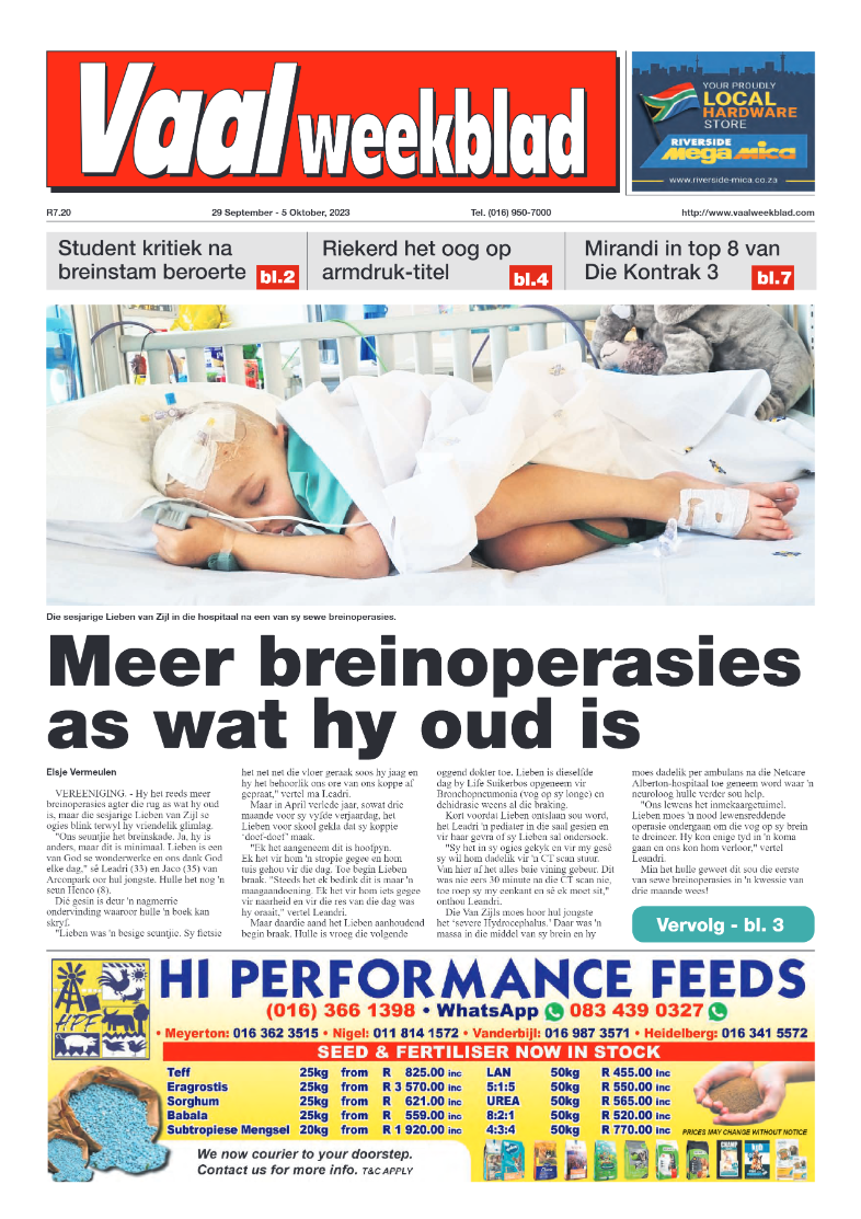 Vaalweekblad, 29 September – 5 Oktober, 2023 page 1