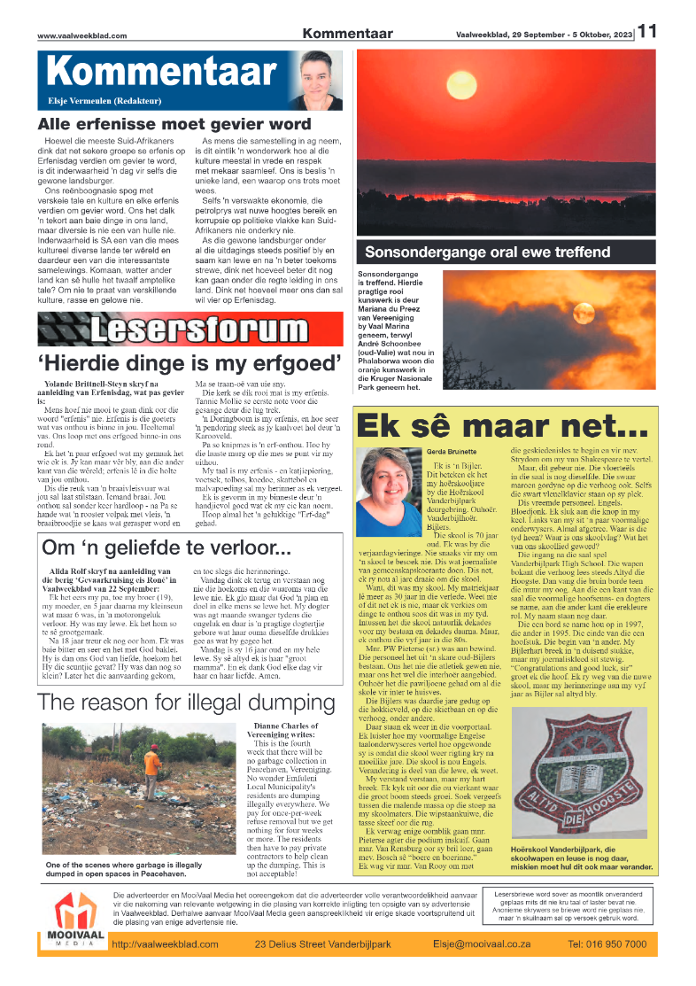 Vaalweekblad, 29 September – 5 Oktober, 2023 page 11