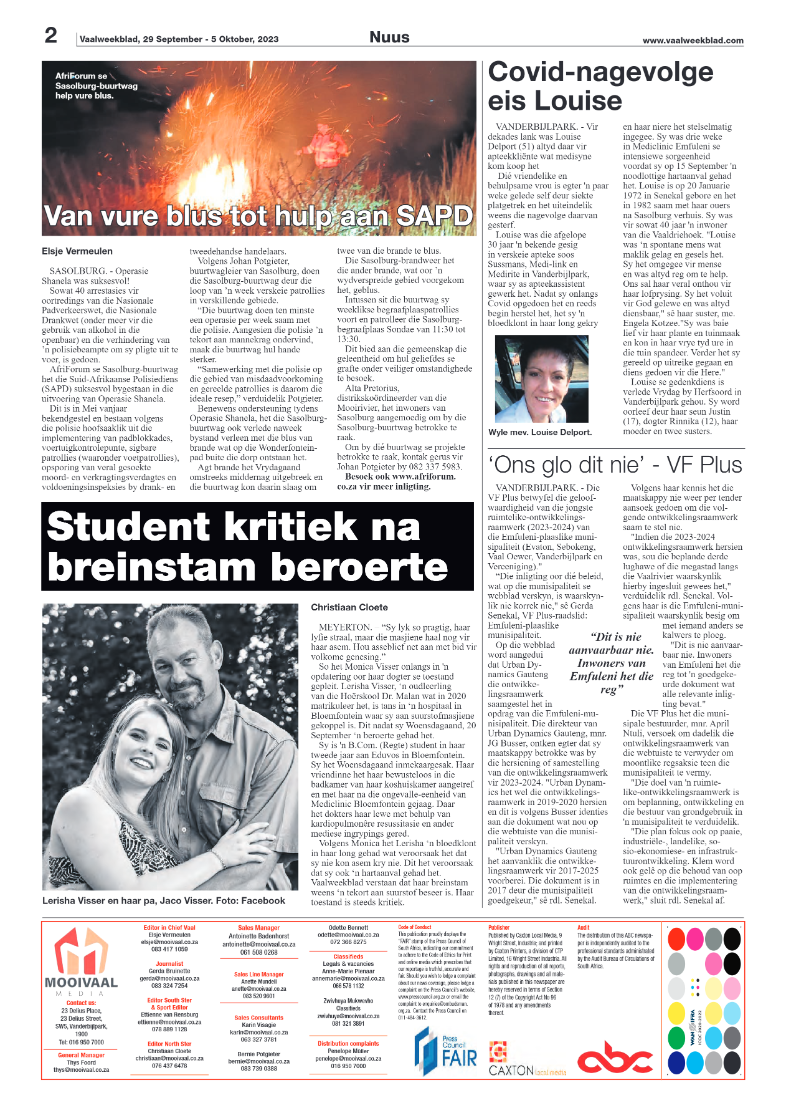 Vaalweekblad, 29 September – 5 Oktober, 2023 page 2