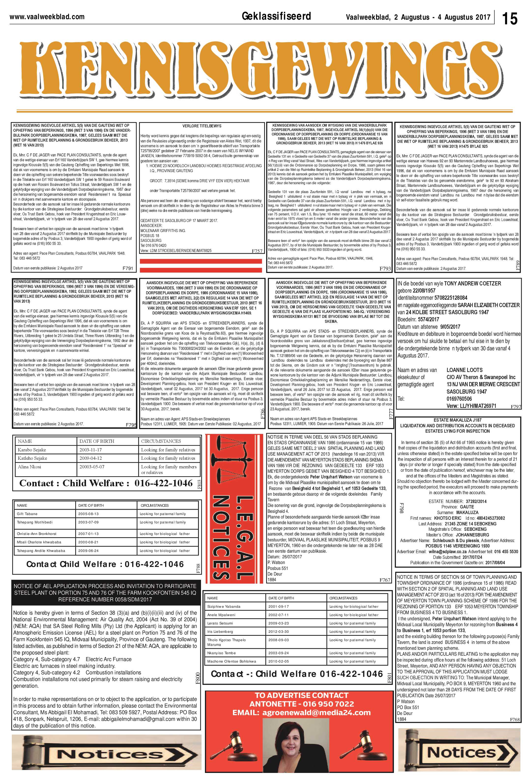 Vaalweekblad 2 – 4 Augustus 2017 page 15