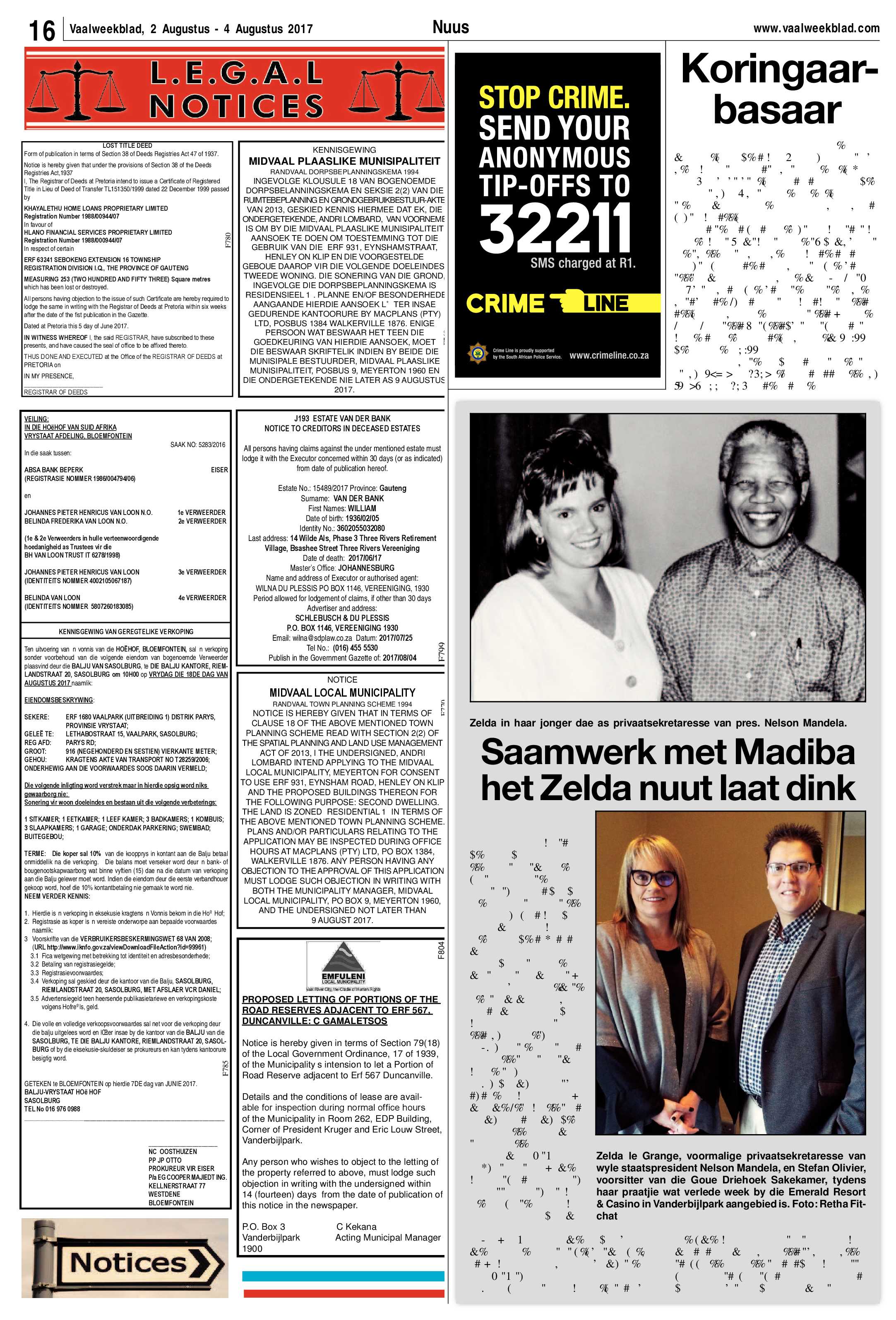Vaalweekblad 2 – 4 Augustus 2017 page 16