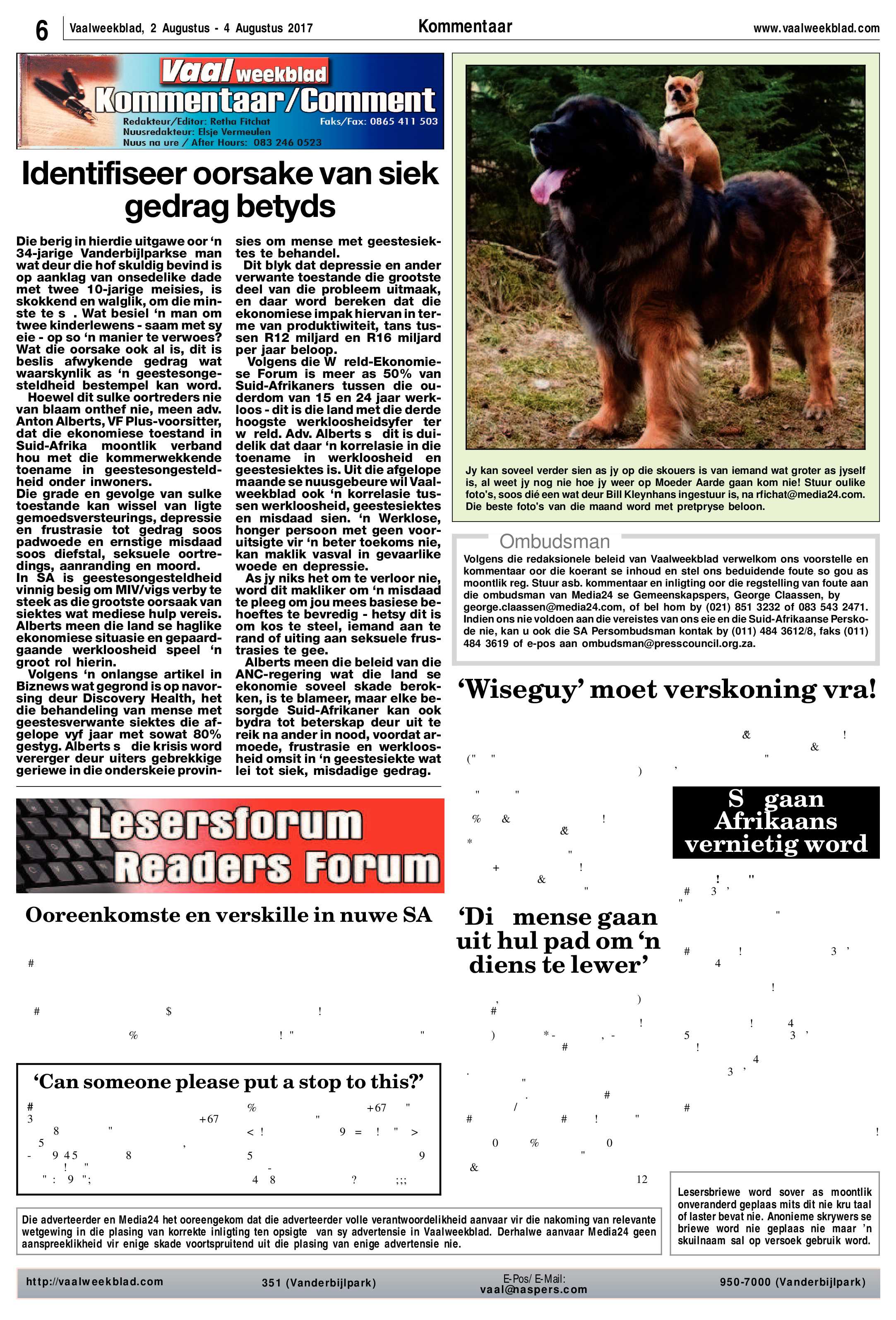 Vaalweekblad 2 – 4 Augustus 2017 page 6