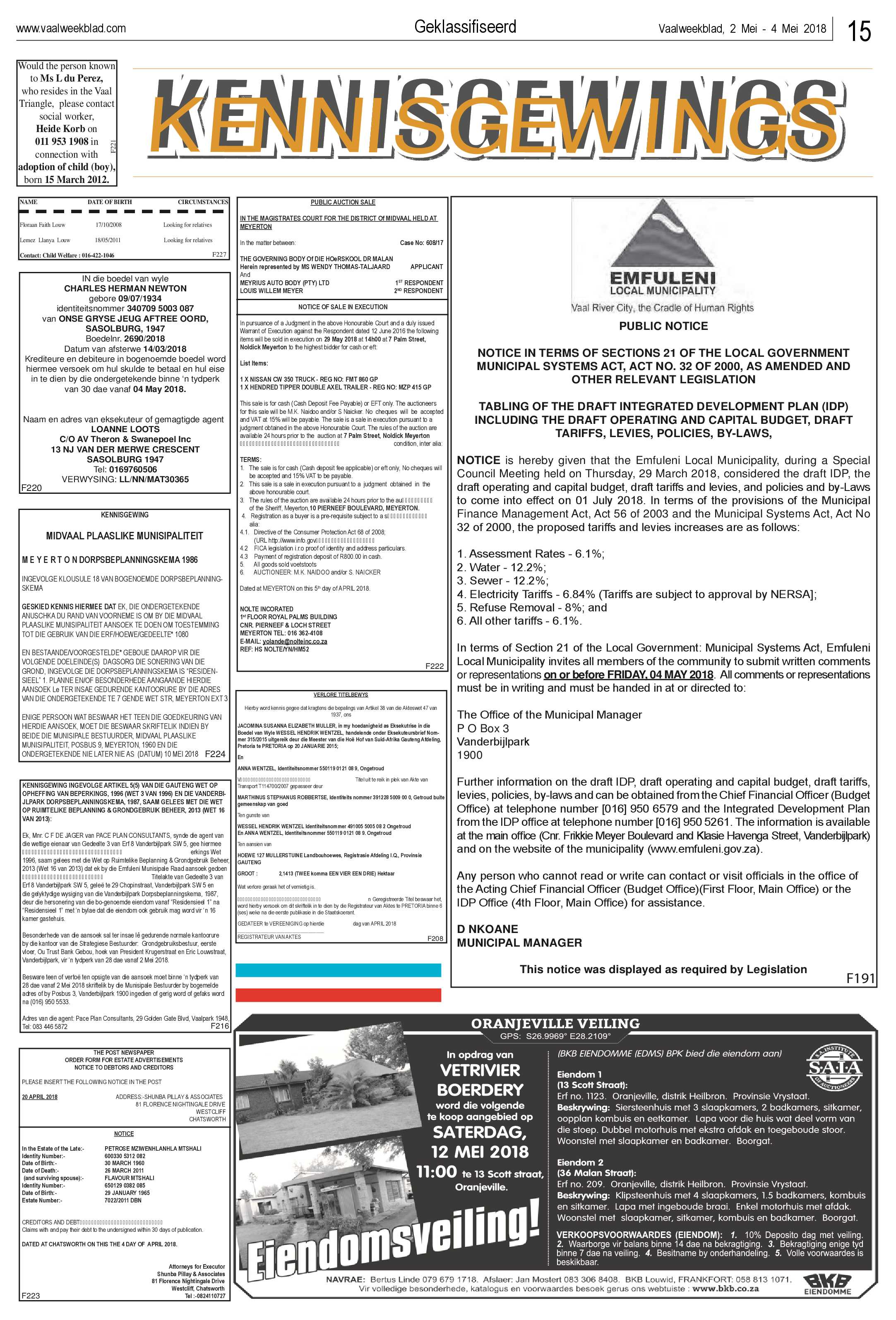 Vaalweekblad 2 – 4 Mei 2018 page 15