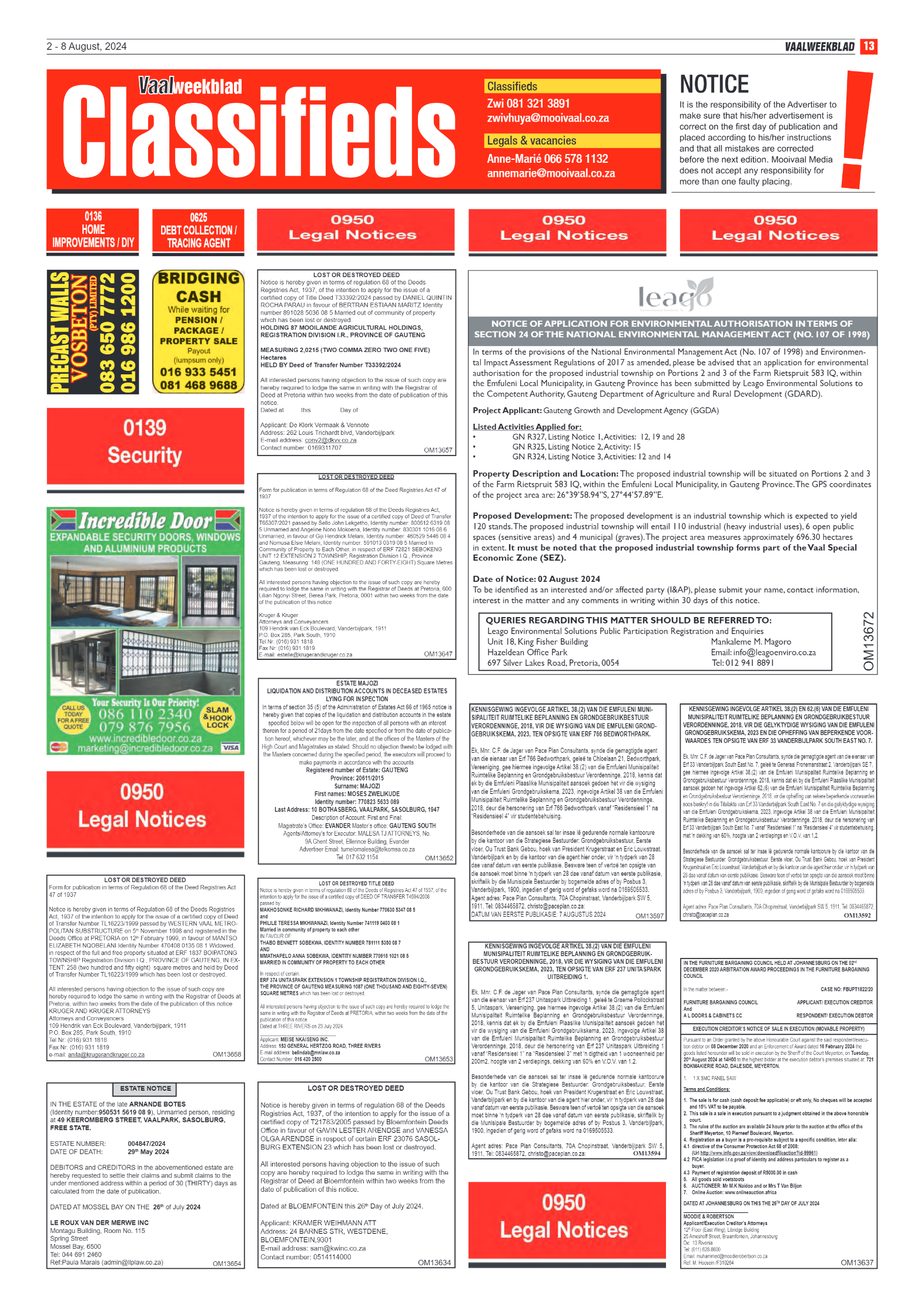 Vaalweekblad 2 – 8 August, 2024 page 13