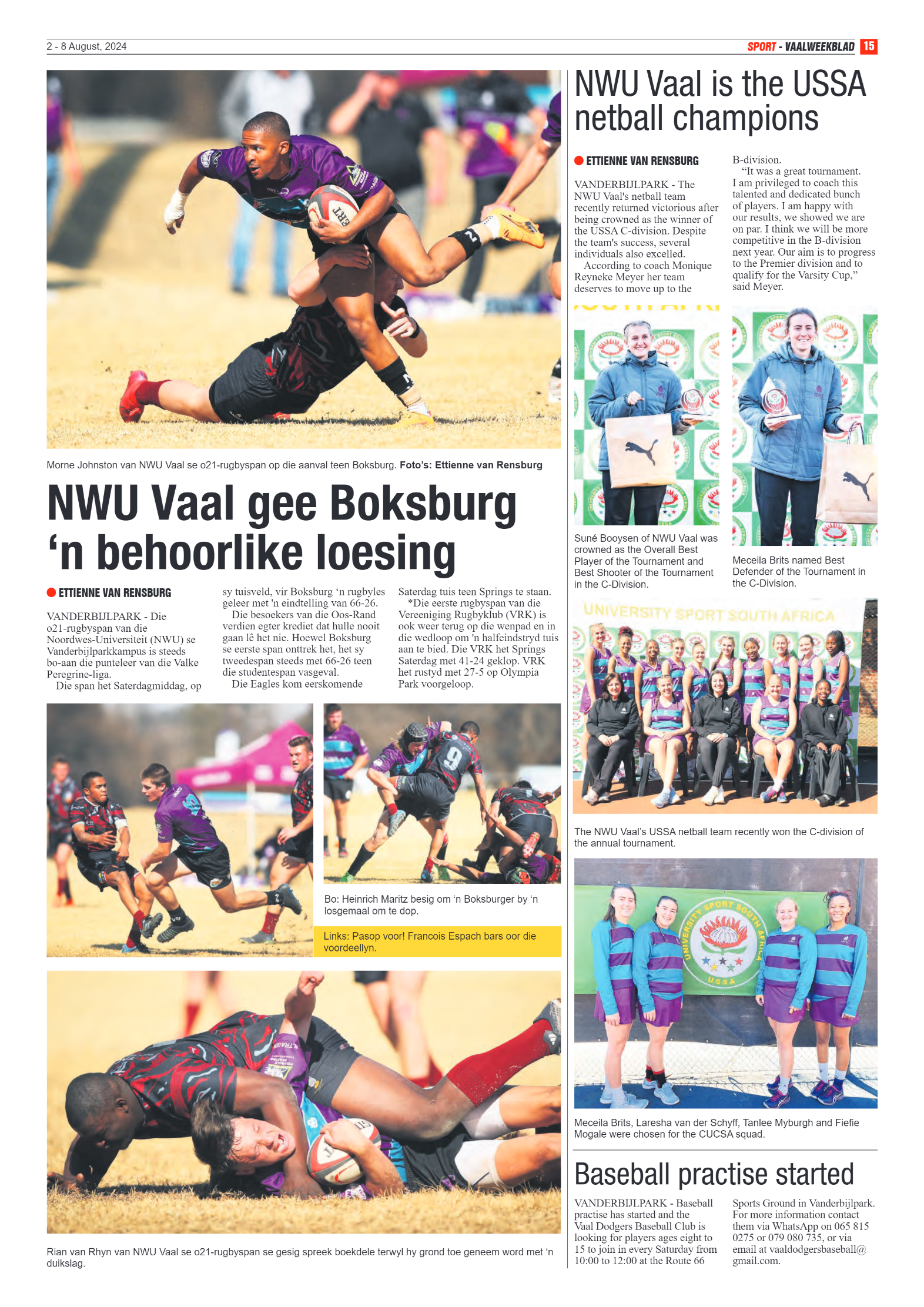 Vaalweekblad 2 – 8 August, 2024 page 15