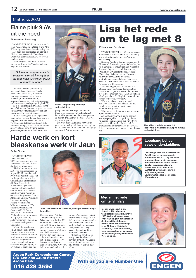 Vaalweekblad, 2 – 8 February, 2024 page 12