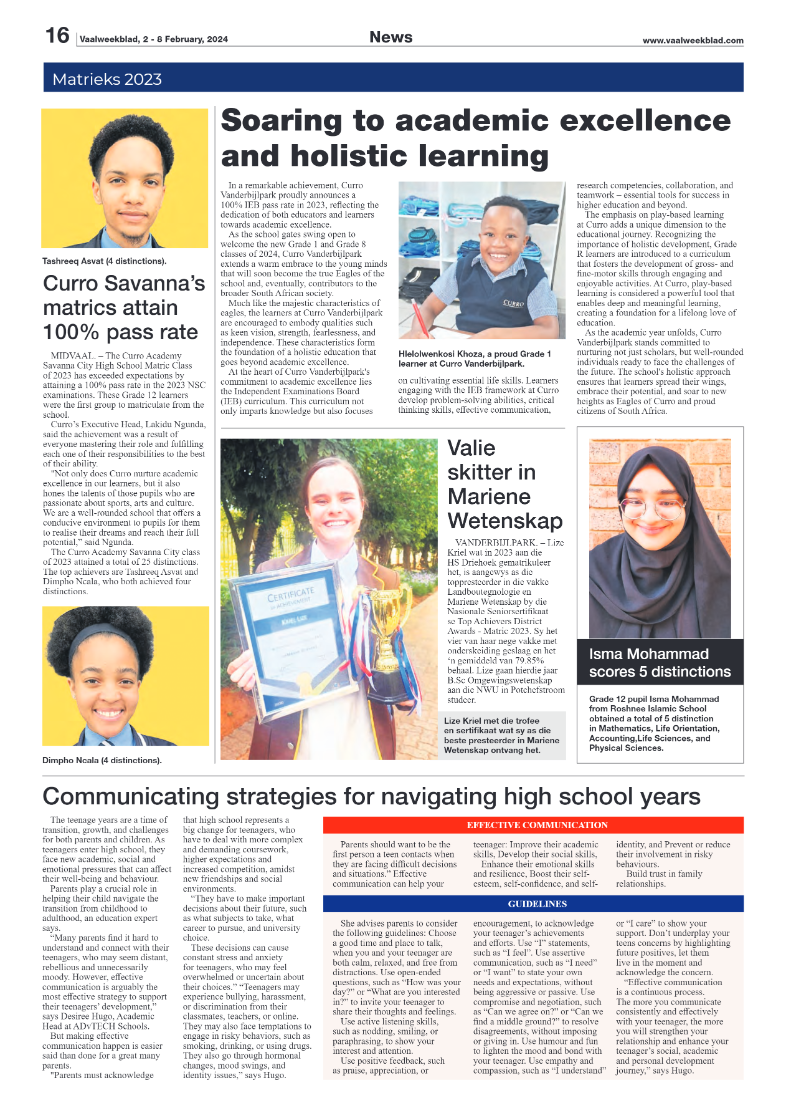 Vaalweekblad, 2 – 8 February, 2024 page 16