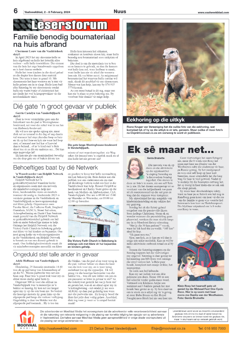 Vaalweekblad, 2 – 8 February, 2024 page 6