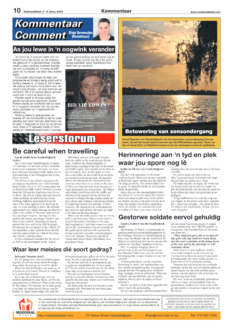 Vaalweekblad, 2 – 8 June, 2023 page 10