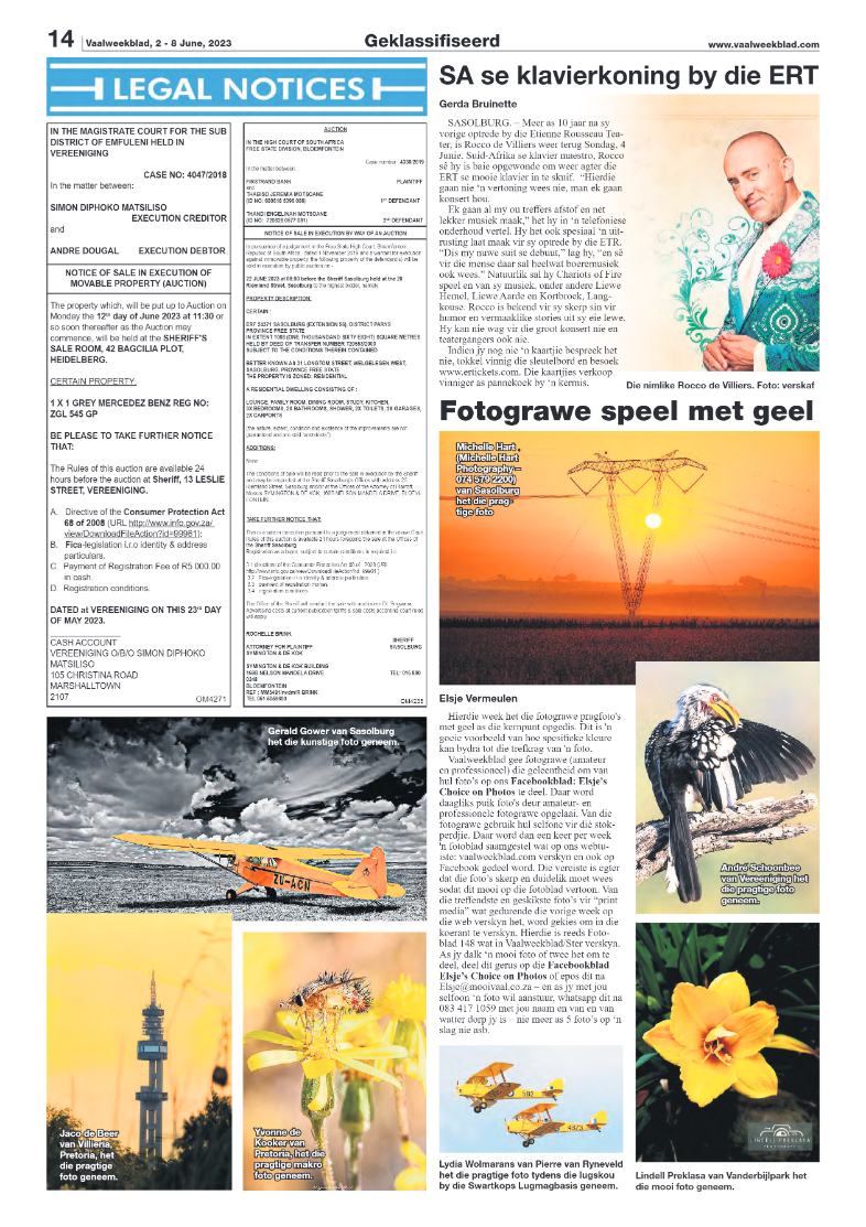 Vaalweekblad, 2 – 8 June, 2023 page 14