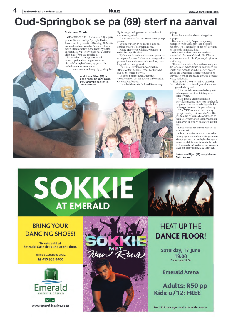 Vaalweekblad, 2 – 8 June, 2023 page 4