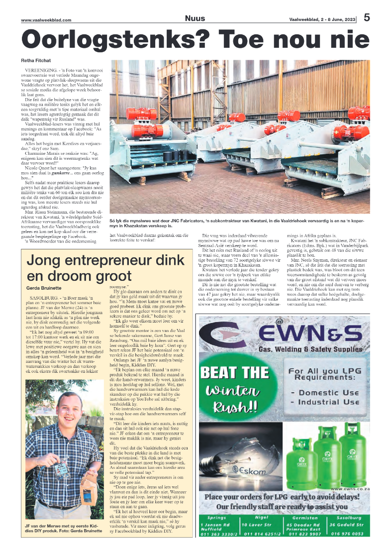 Vaalweekblad, 2 – 8 June, 2023 page 5