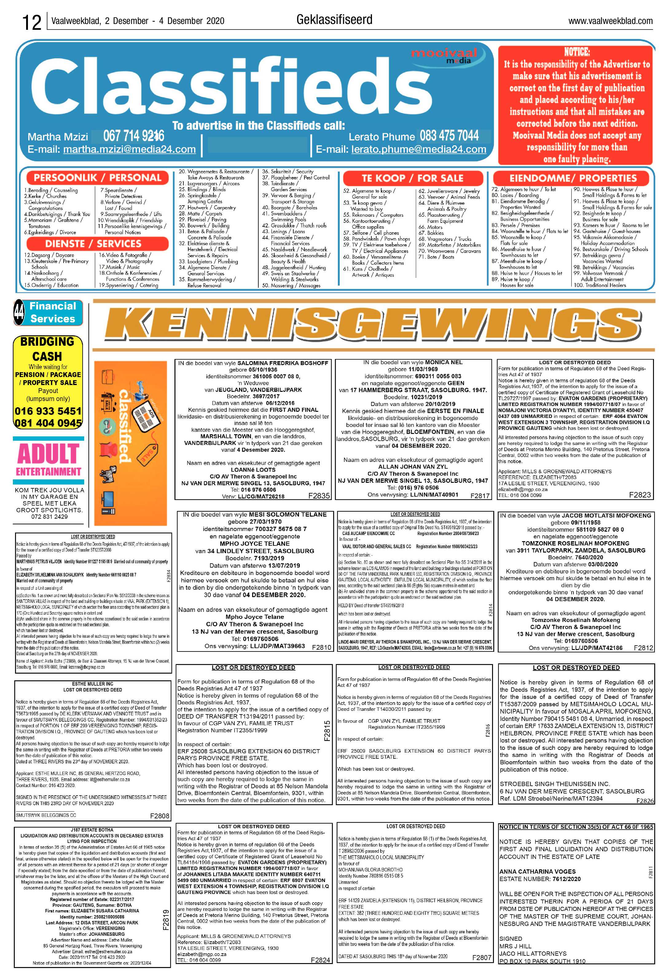 Vaalweekblad 2 Desember – 4 Desember 2020 page 12