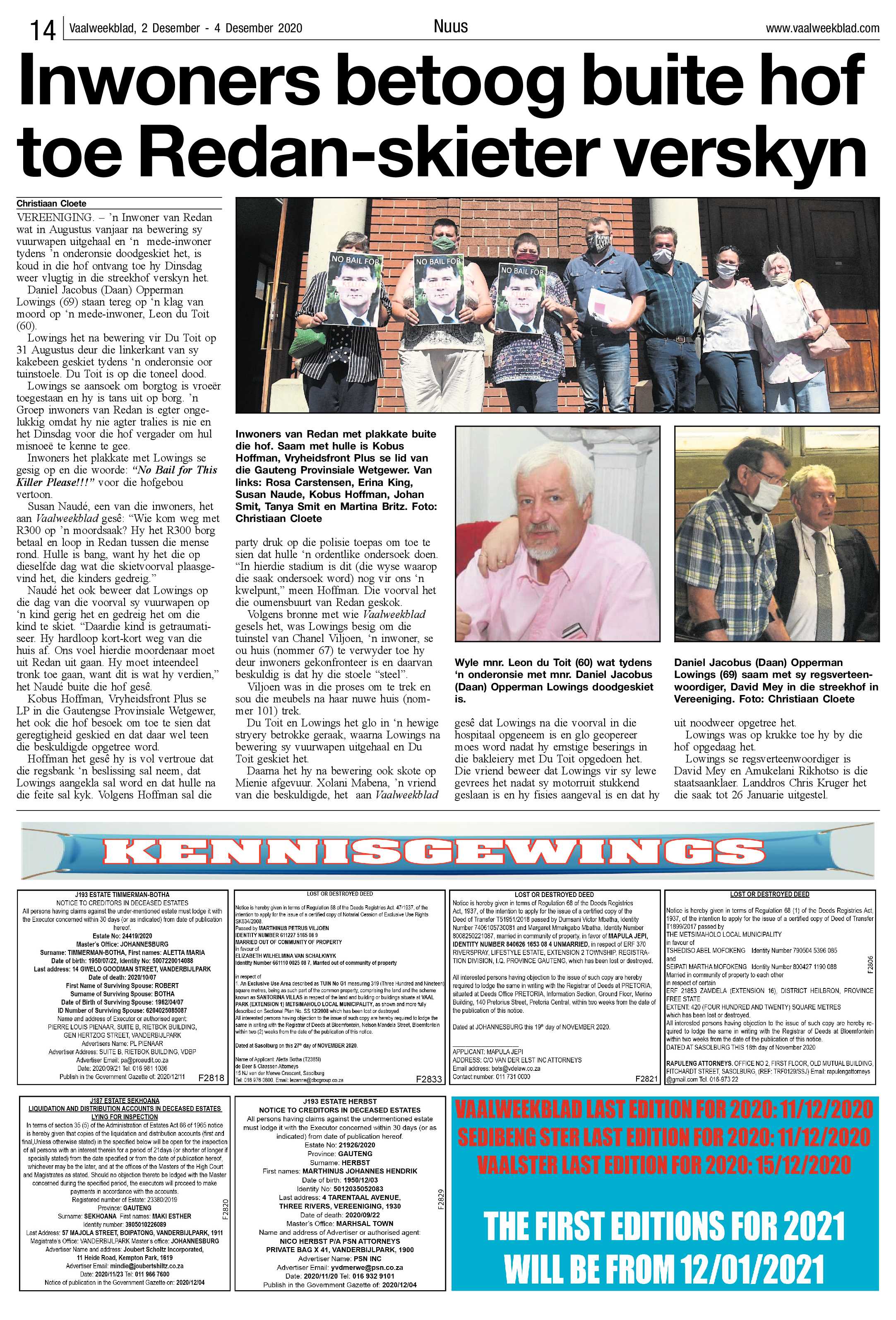 Vaalweekblad 2 Desember – 4 Desember 2020 page 14