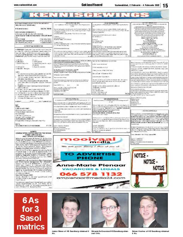 Vaalweekblad 2 Februarie – 4 Februarie 2022 page 15