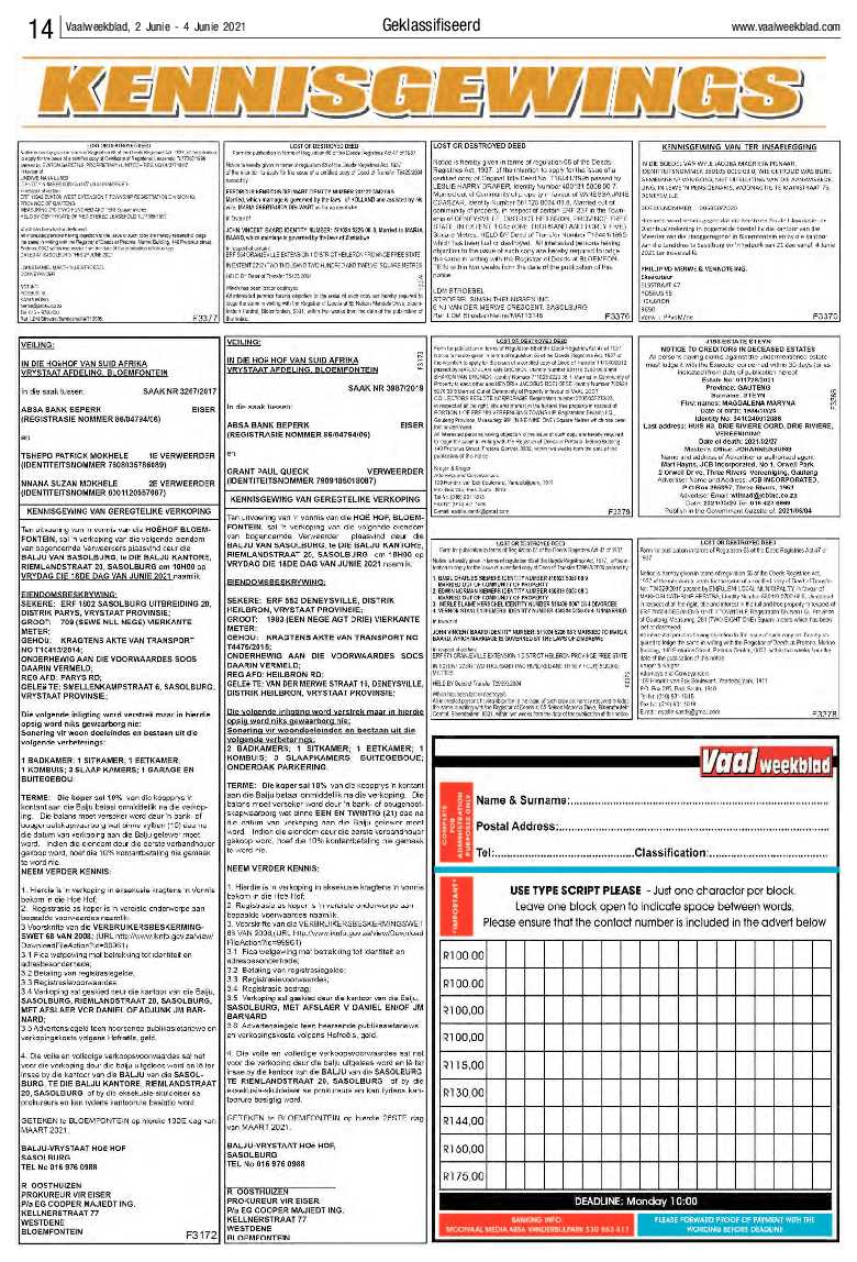 Vaalweekblad, 2 Junie – 4 Junie 2021 page 14