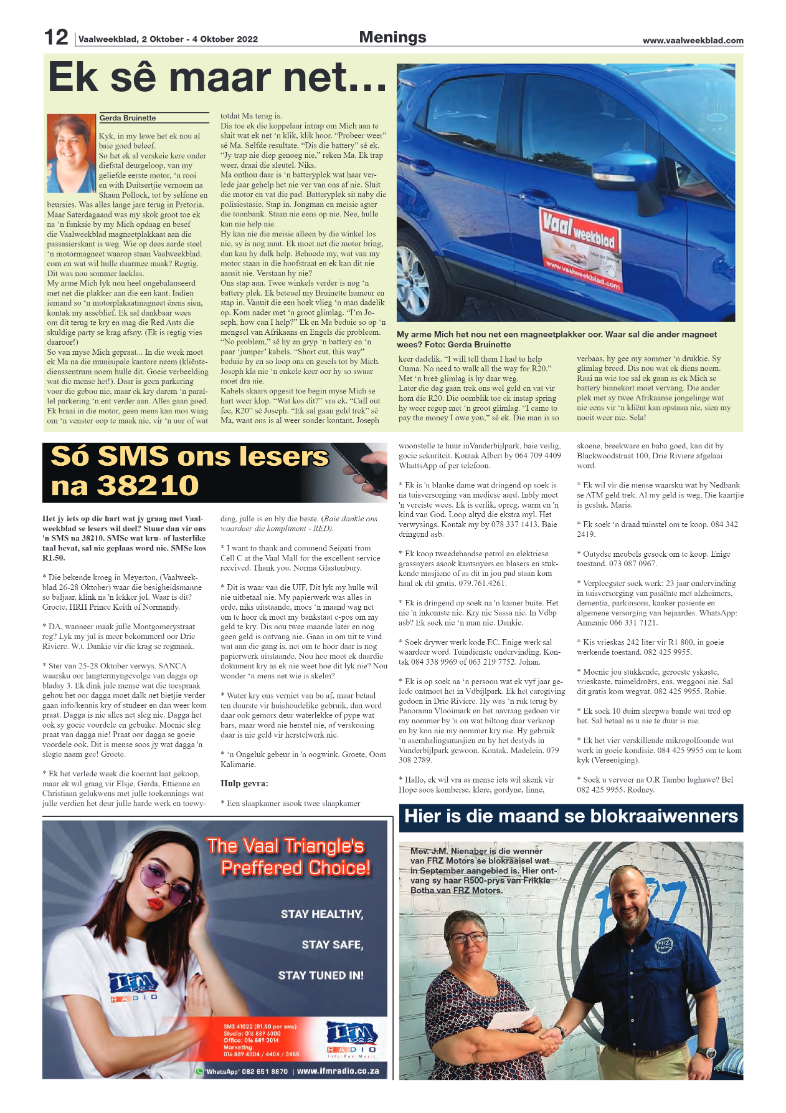 Vaalweekblad, 2 November – 4 November 2022 page 12