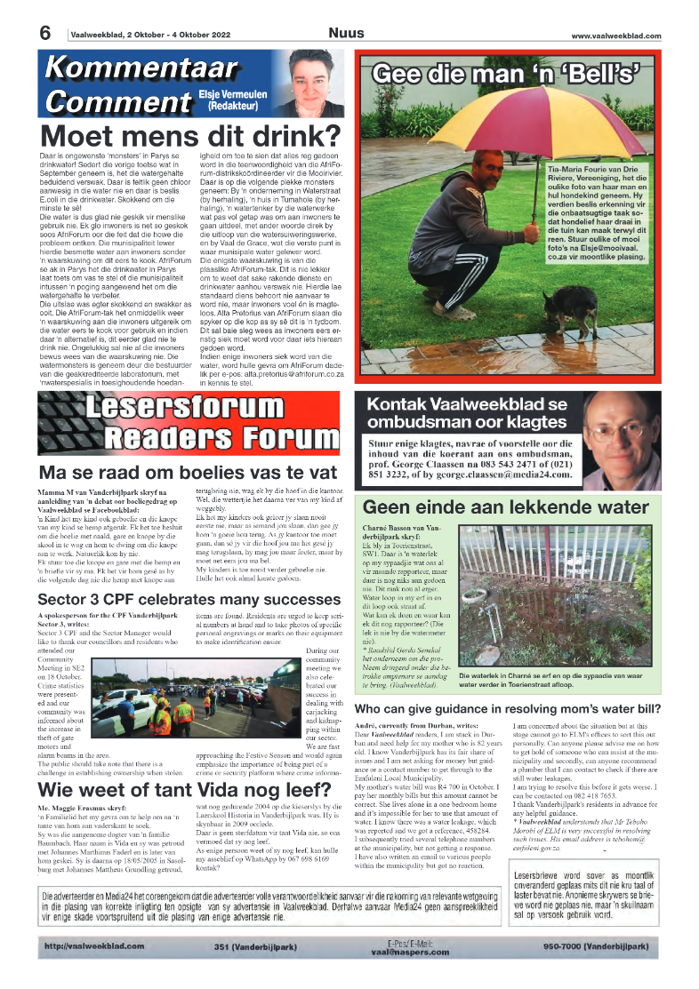 Vaalweekblad, 2 November – 4 November 2022 page 6