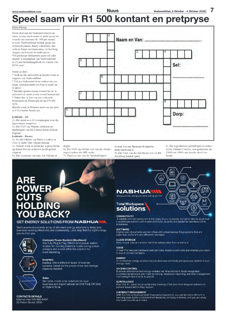 Vaalweekblad, 2 November – 4 November 2022 page 7