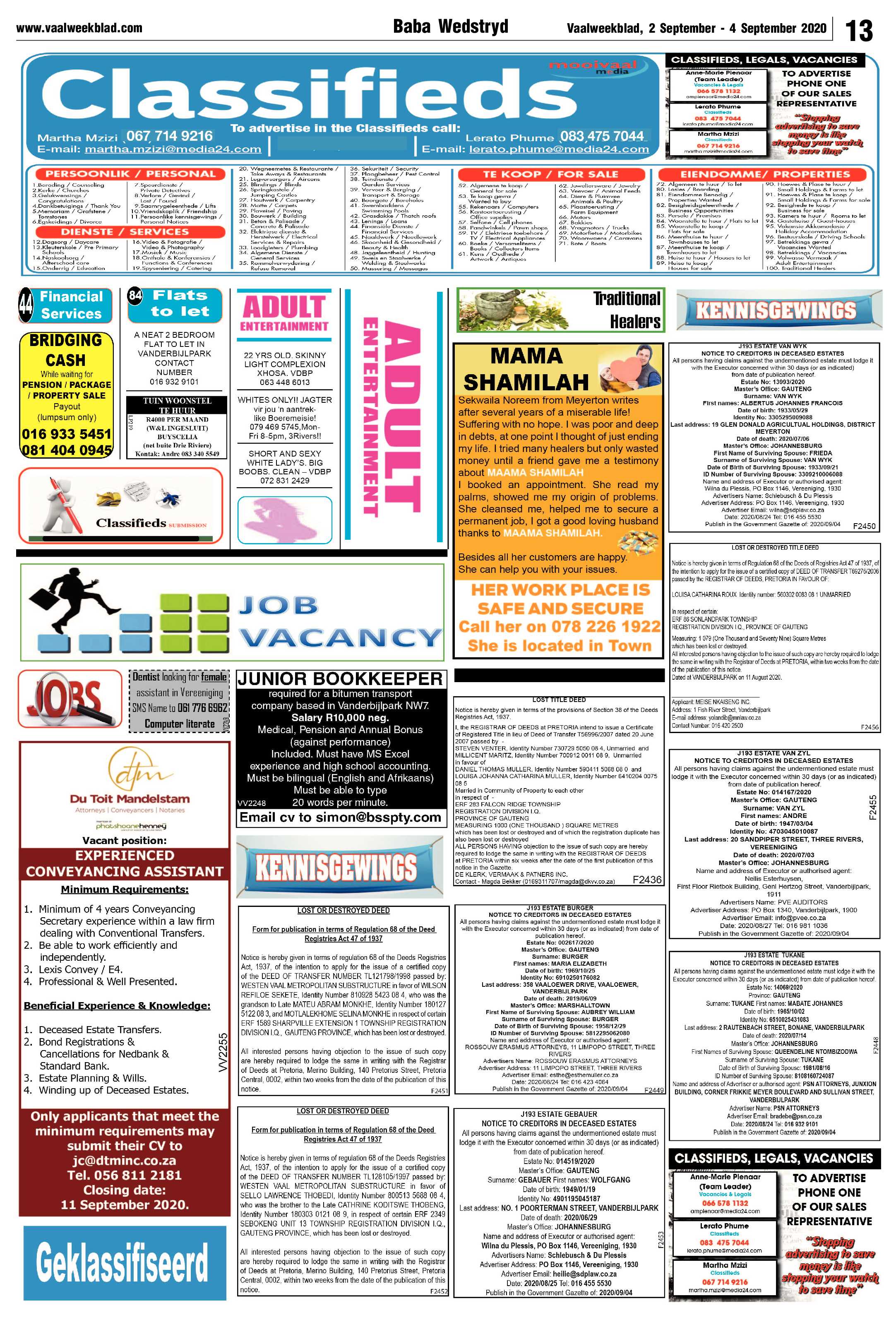 Vaalweekblad 2 September – 4 September 2020 page 13