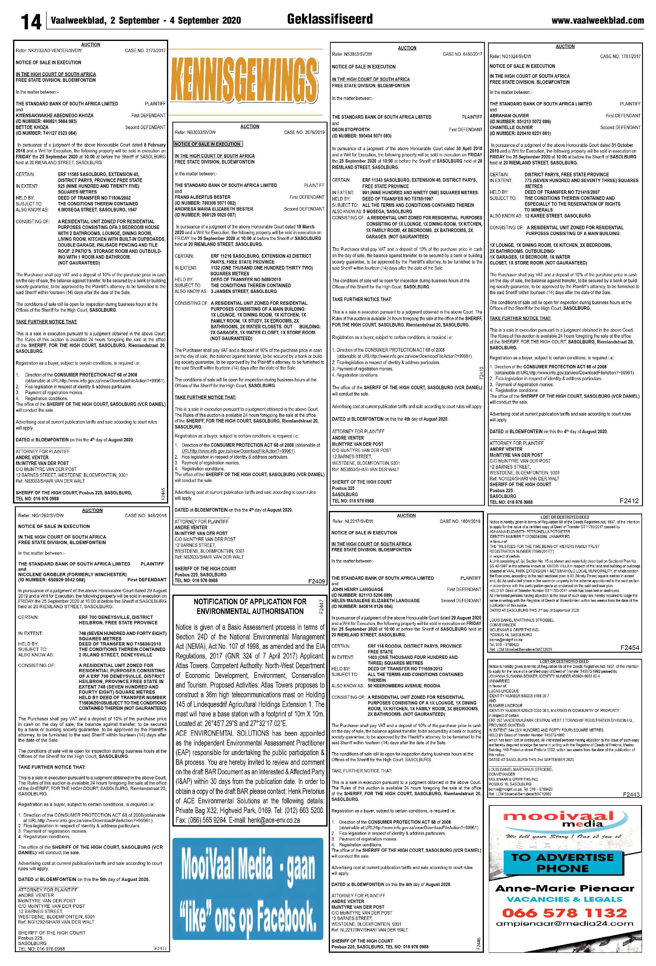 Vaalweekblad 2 September – 4 September 2020 page 14