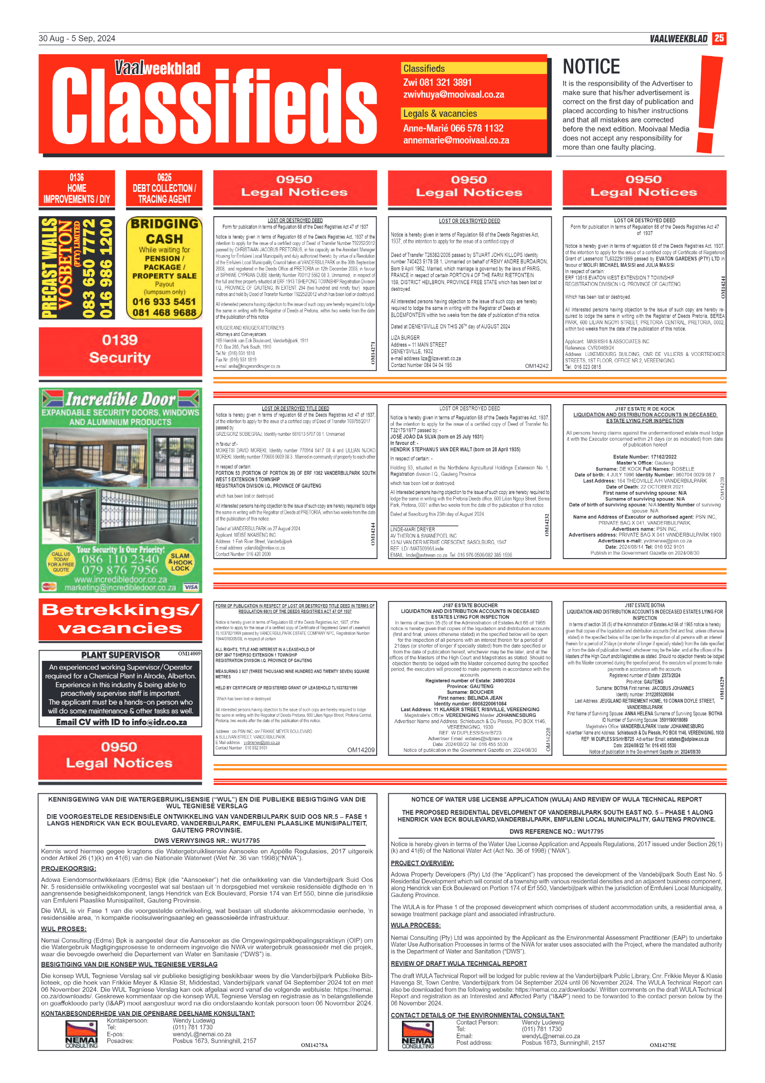 Vaalweekblad 30 Aug – 5 Sep, 2024 page 25