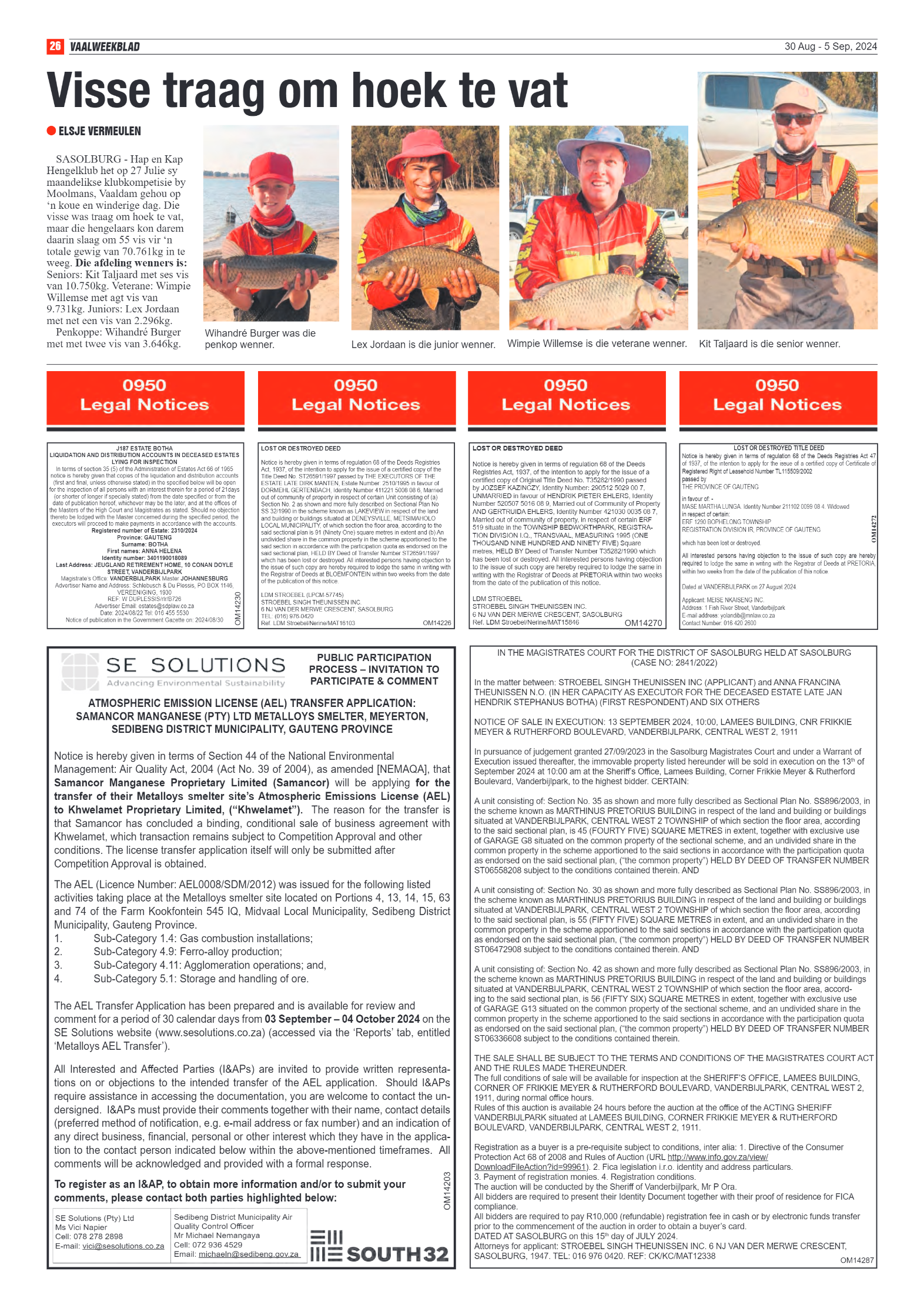 Vaalweekblad 30 Aug – 5 Sep, 2024 page 26