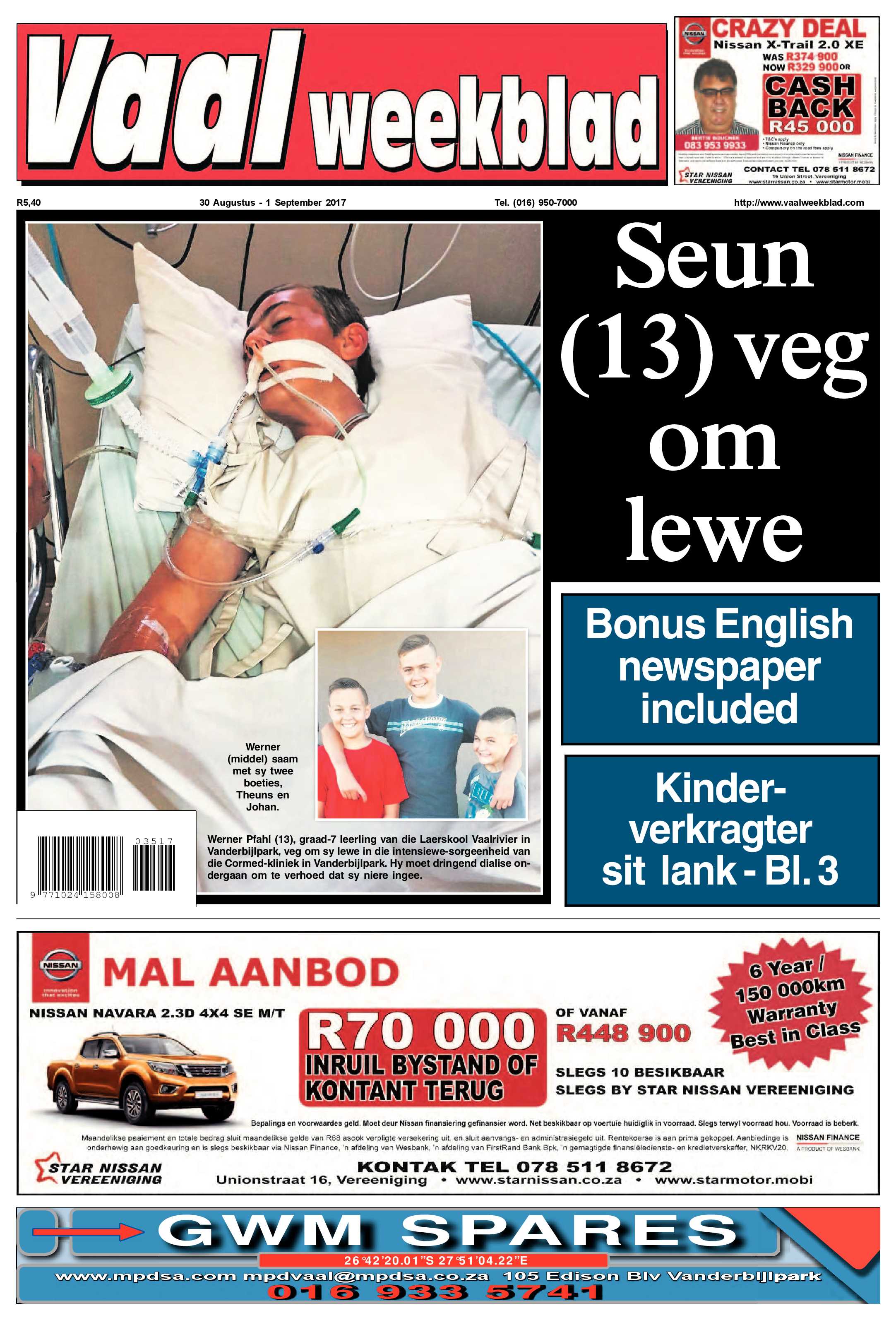 Vaalweekblad 30 Augustus – 1 September 2017 page 1