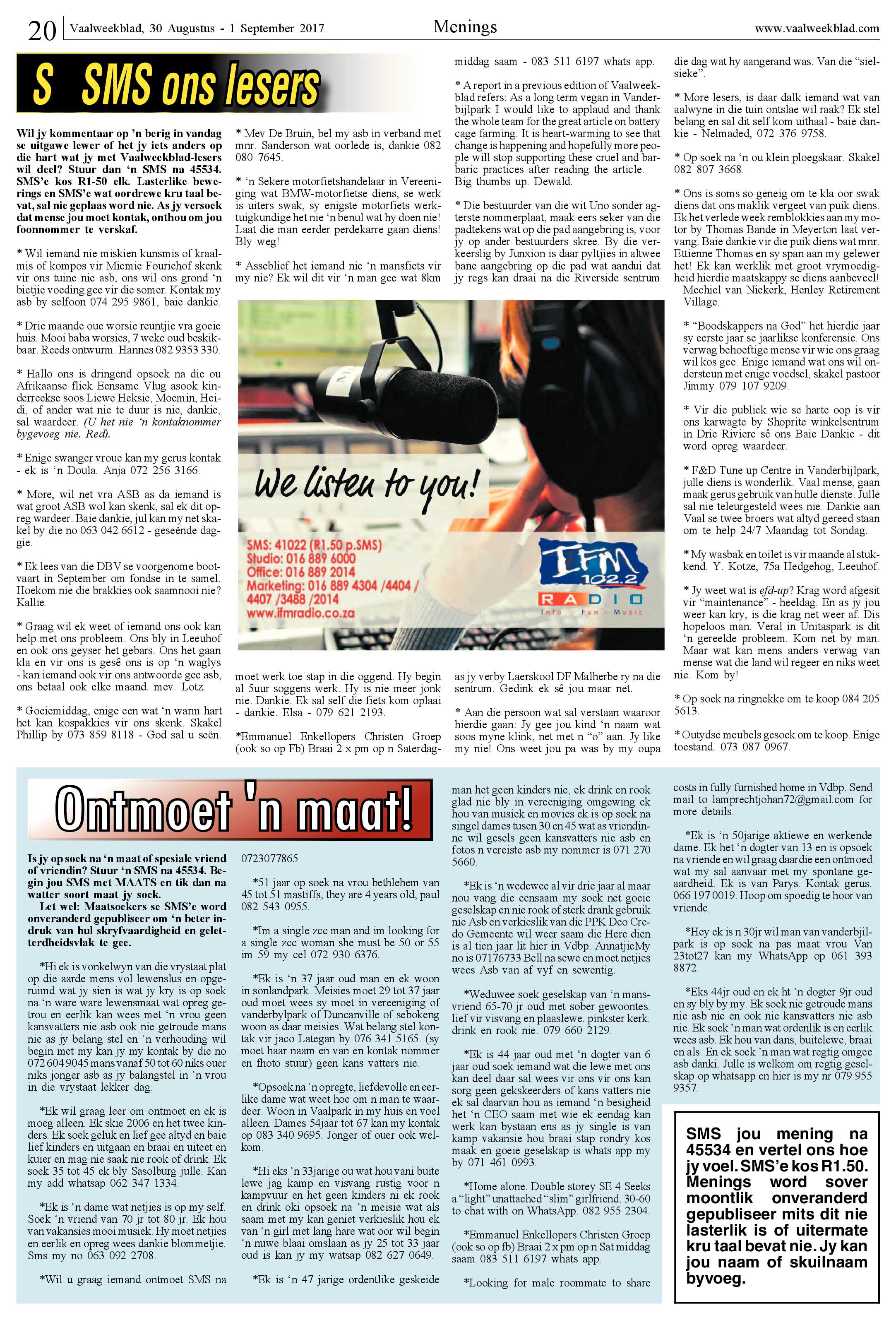 Vaalweekblad 30 Augustus – 1 September 2017 page 20