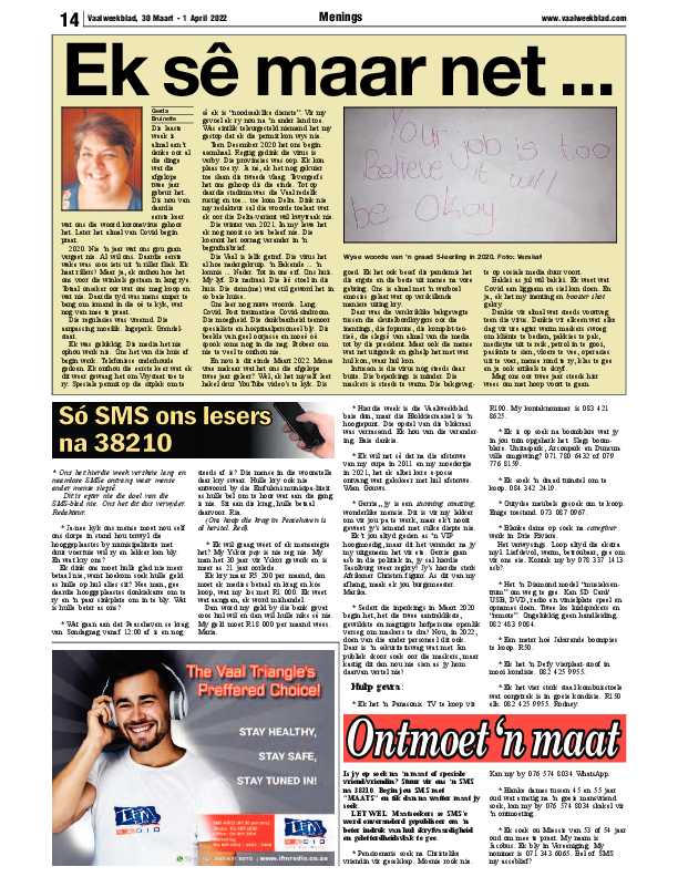 Vaalweekblad, 30 Maart – 1 April 2022 page 14