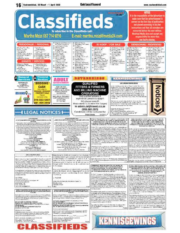 Vaalweekblad, 30 Maart – 1 April 2022 page 16