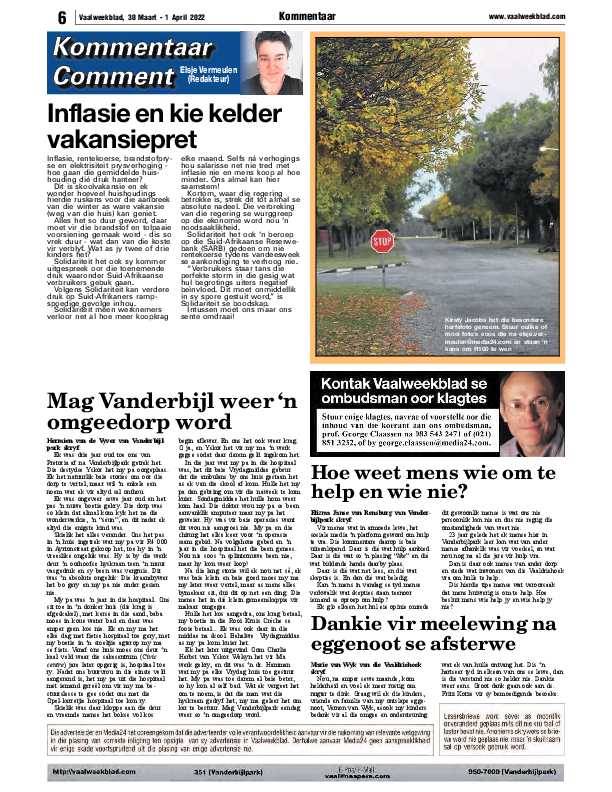 Vaalweekblad, 30 Maart – 1 April 2022 page 6