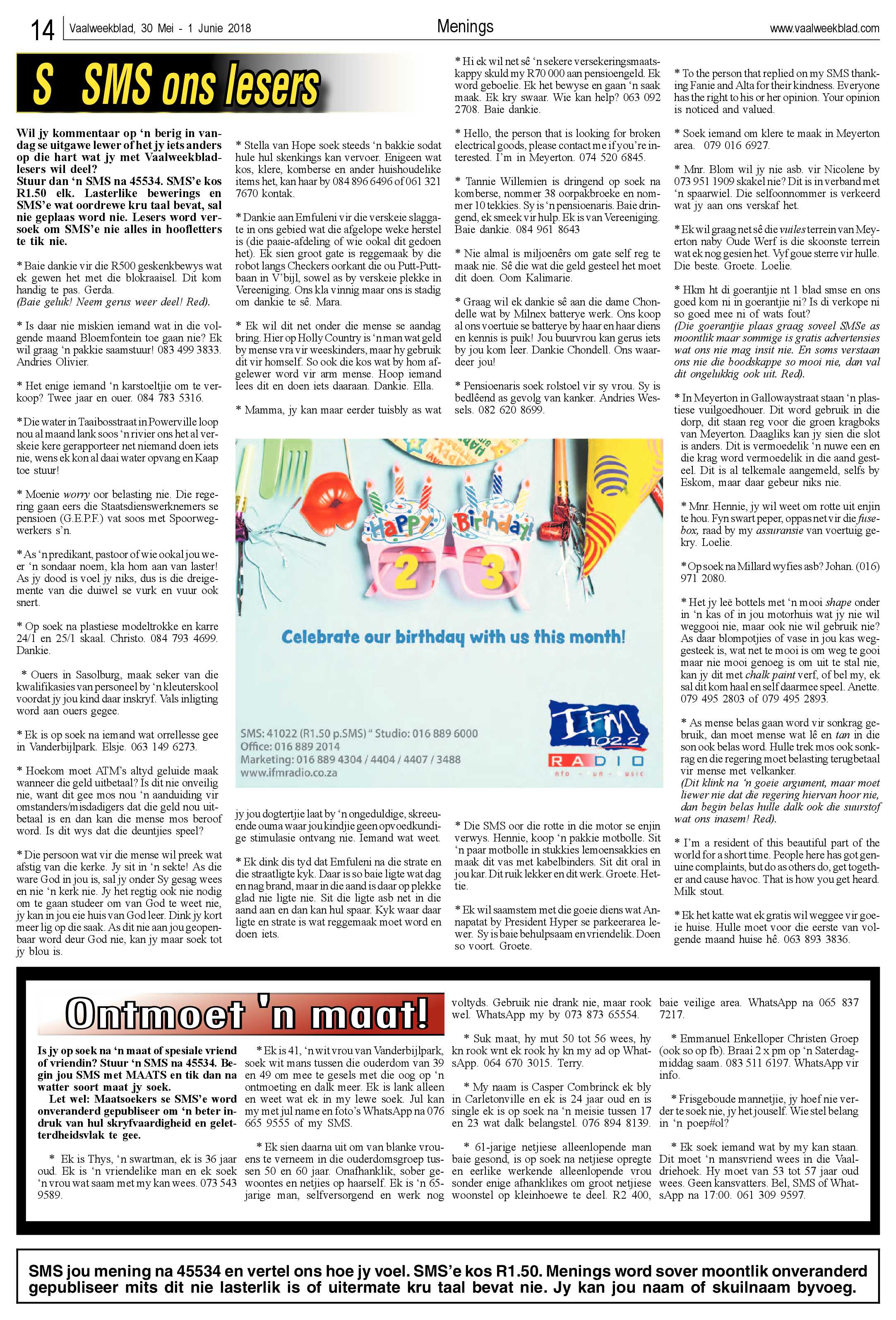 Vaalweekblad 30 Mei – 1 Junie 2018 page 14