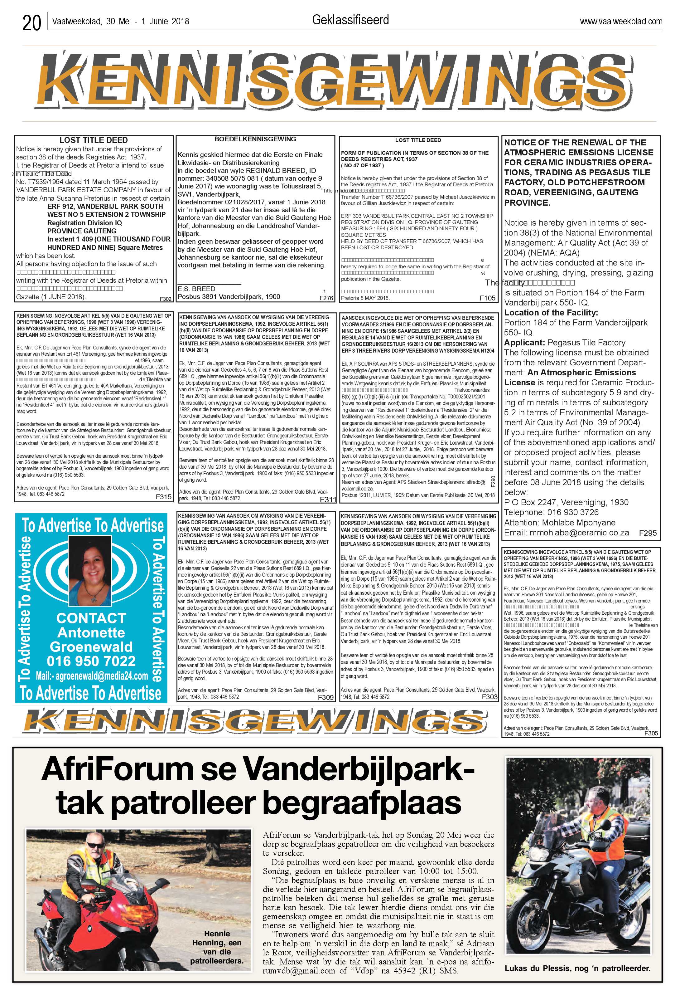 Vaalweekblad 30 Mei – 1 Junie 2018 page 20