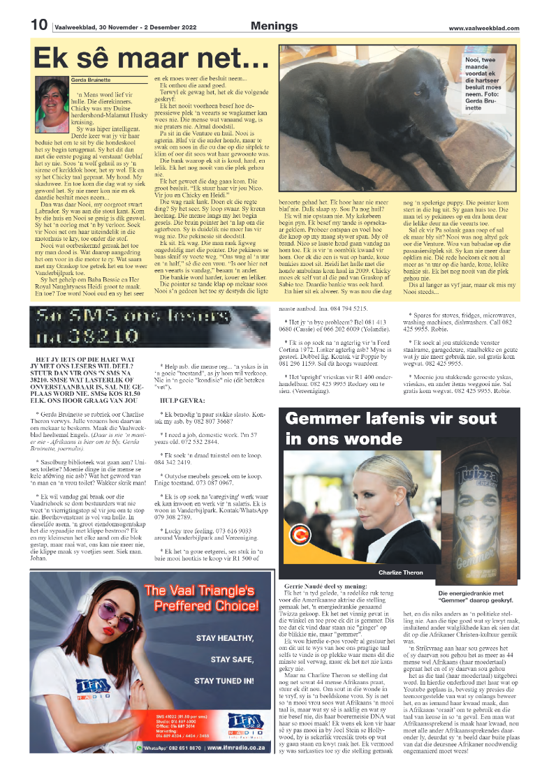 Vaalweekblad, 30 Novemder – 2 Desember 2022 page 11