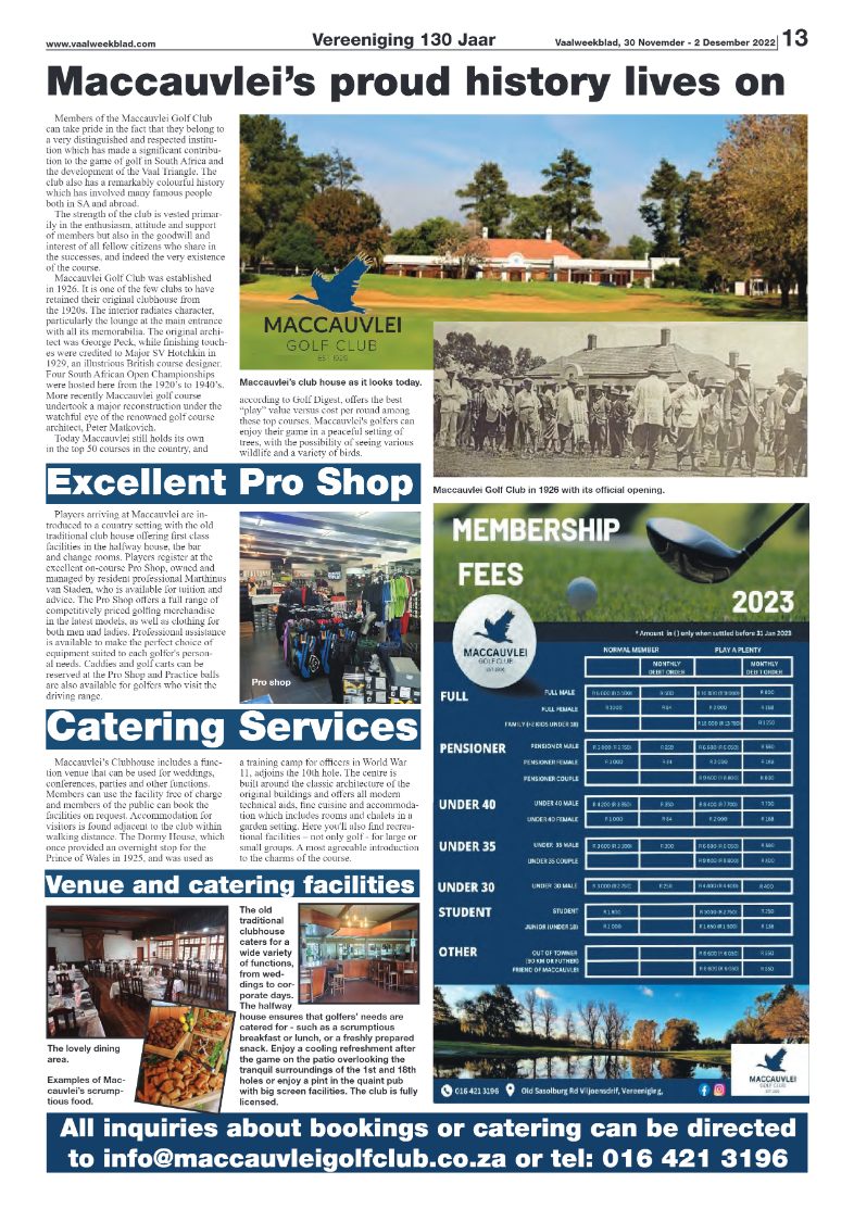 Vaalweekblad, 30 Novemder – 2 Desember 2022 page 13
