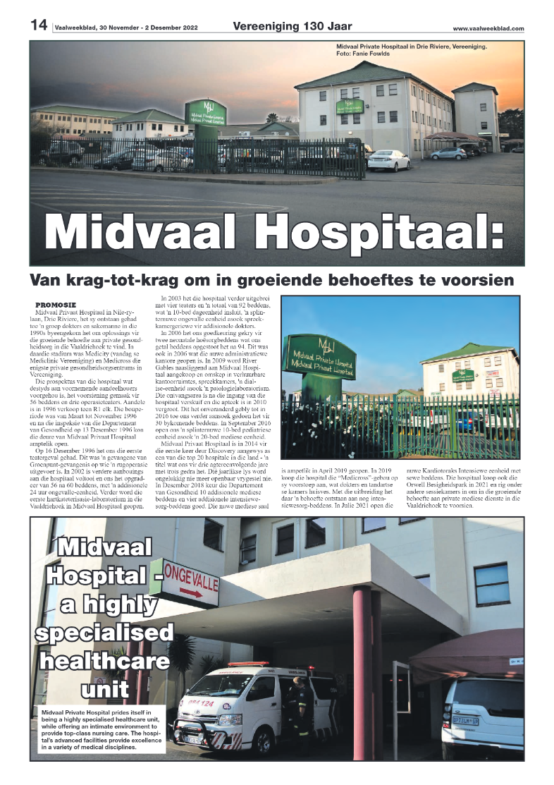 Vaalweekblad, 30 Novemder – 2 Desember 2022 page 14